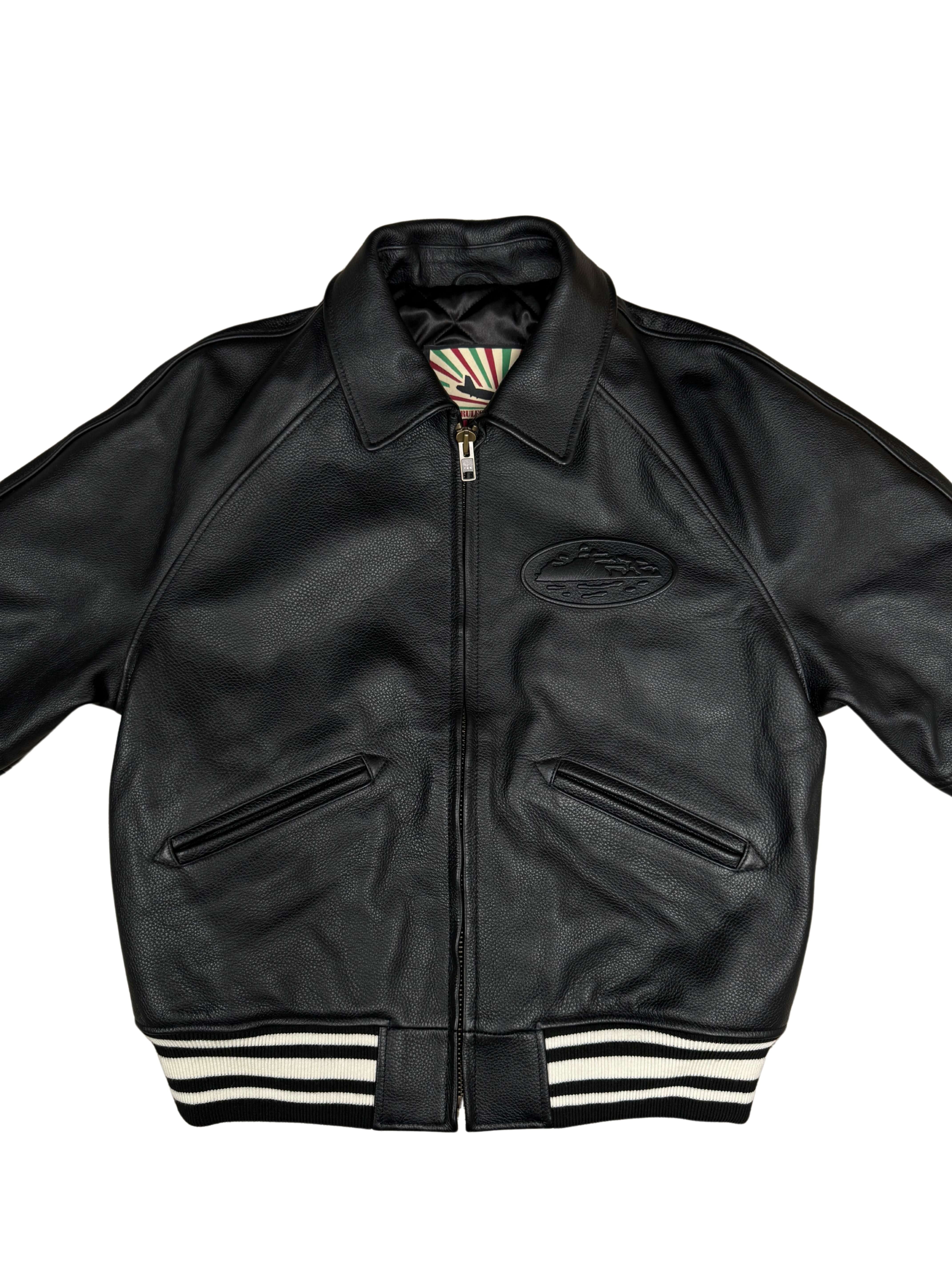 Corteiz 'Da Skydive' Leather Jacket - Black (Unused)