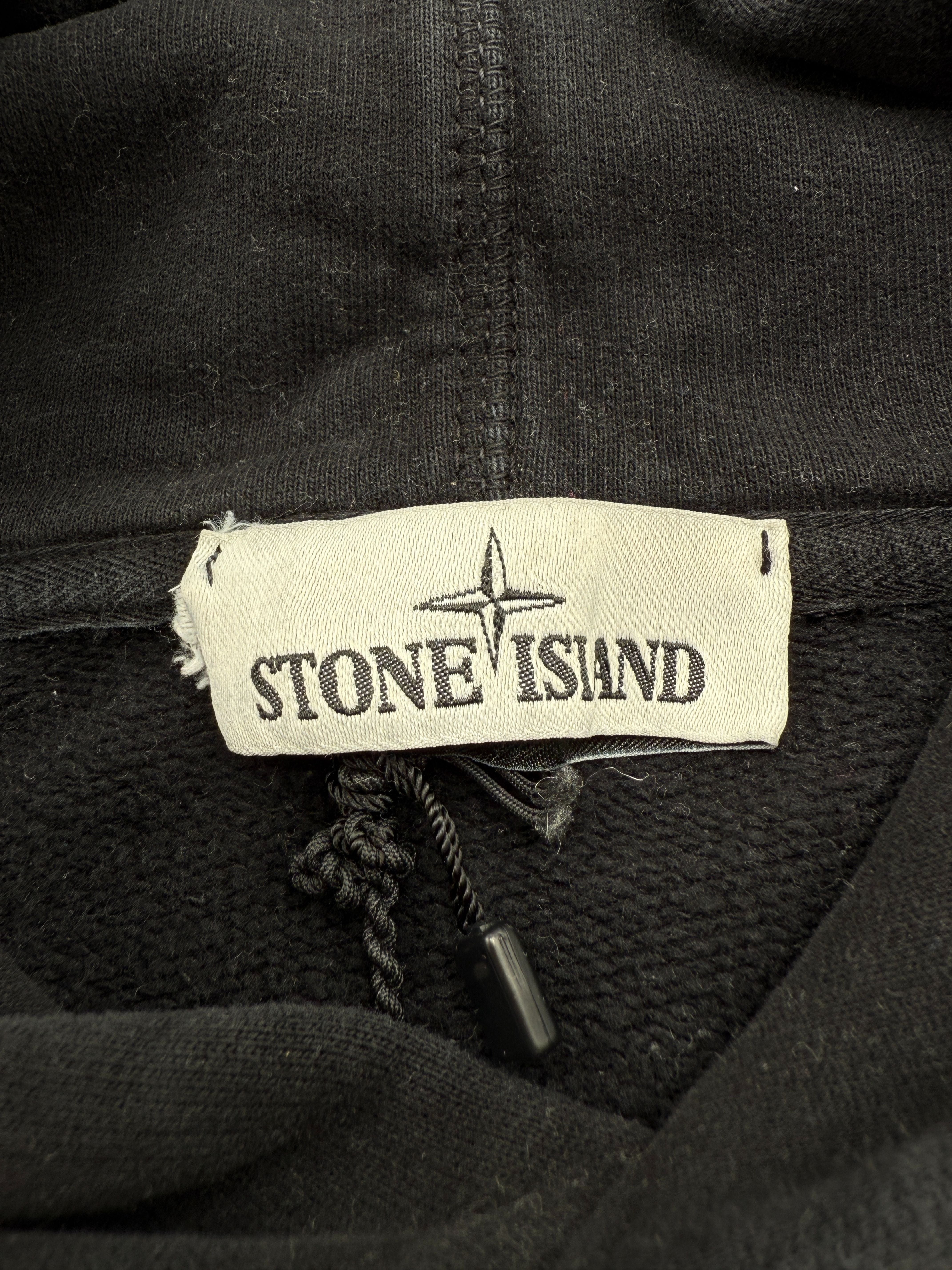 Stone Island Logo Hooded Cotton Sweatshirt - Black Stone Island