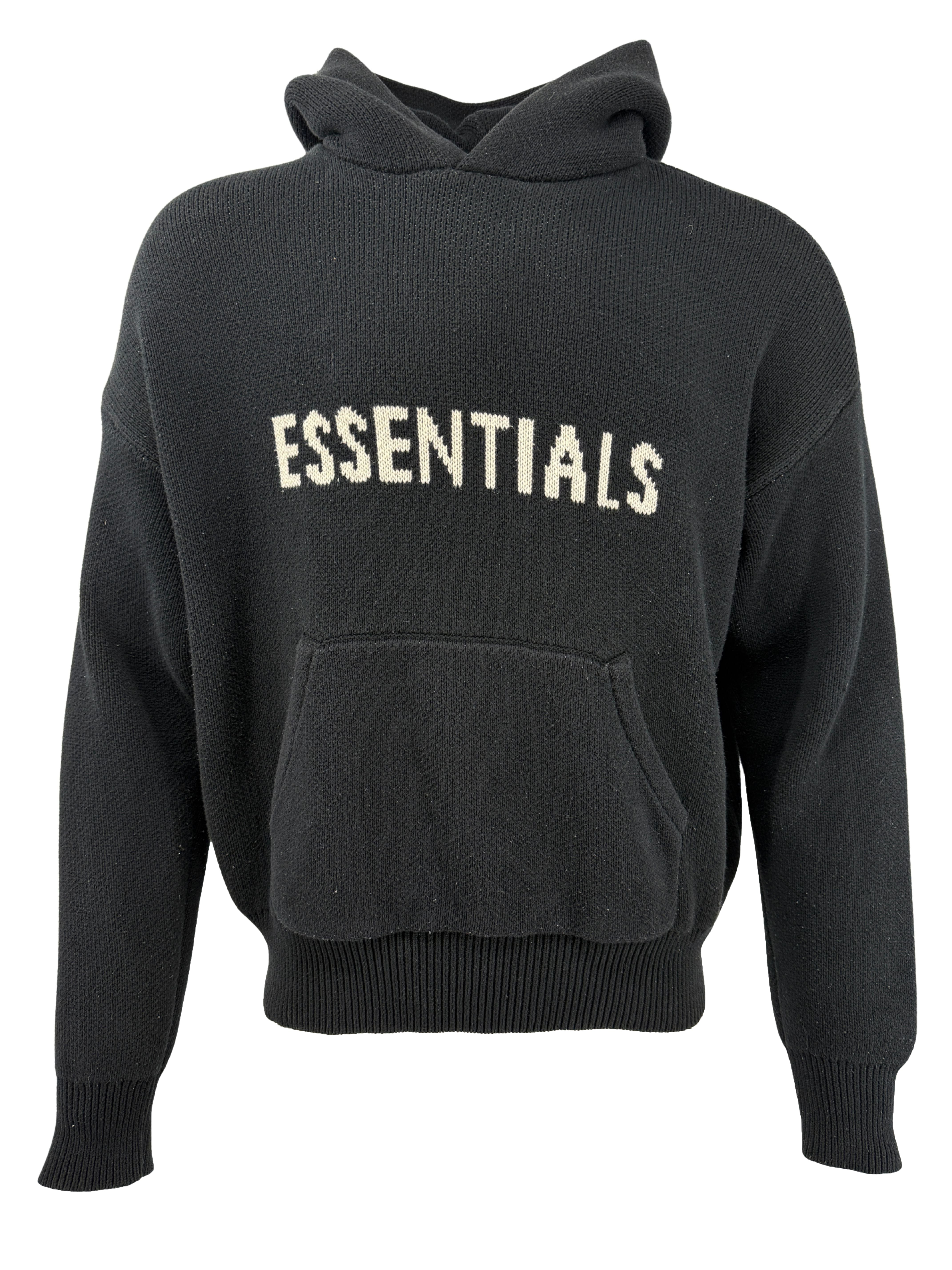 Essentials Fear of God Knit Hoodie - Black Essentials