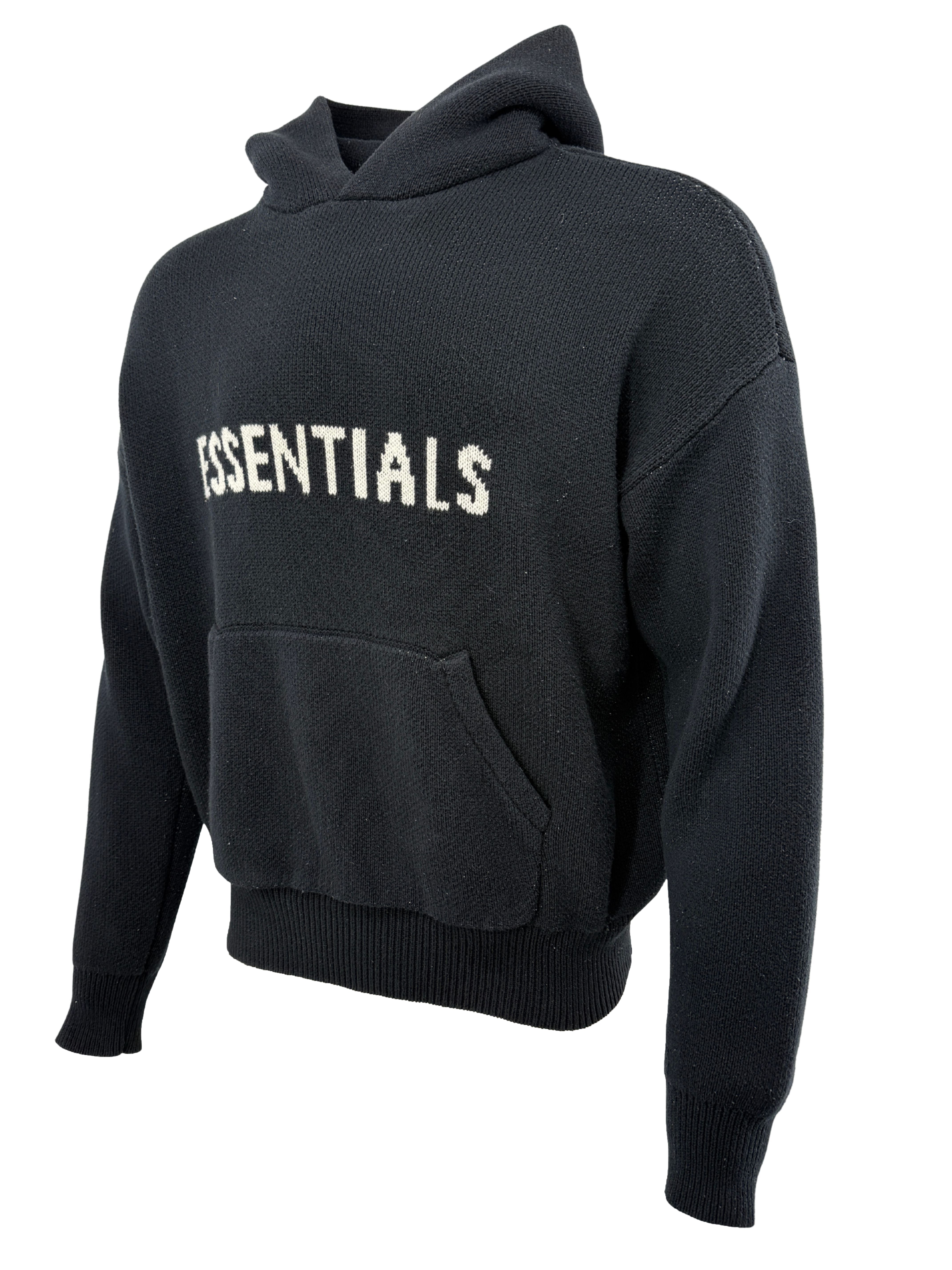 Essentials Fear of God Knit Hoodie - Black Essentials