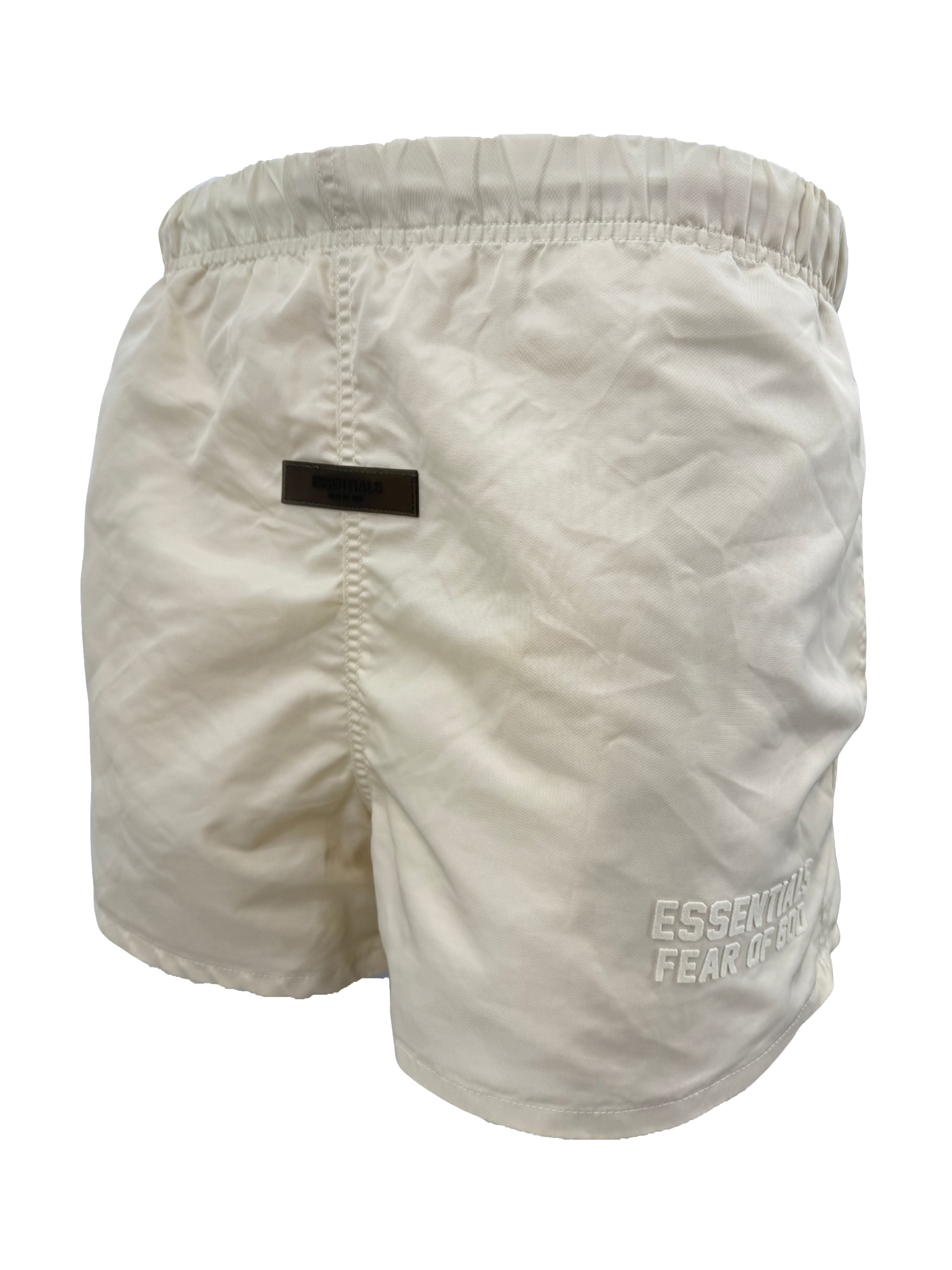 Essentials Brand-tab Relaxed-fit Shell Shorts - Beige Essentials