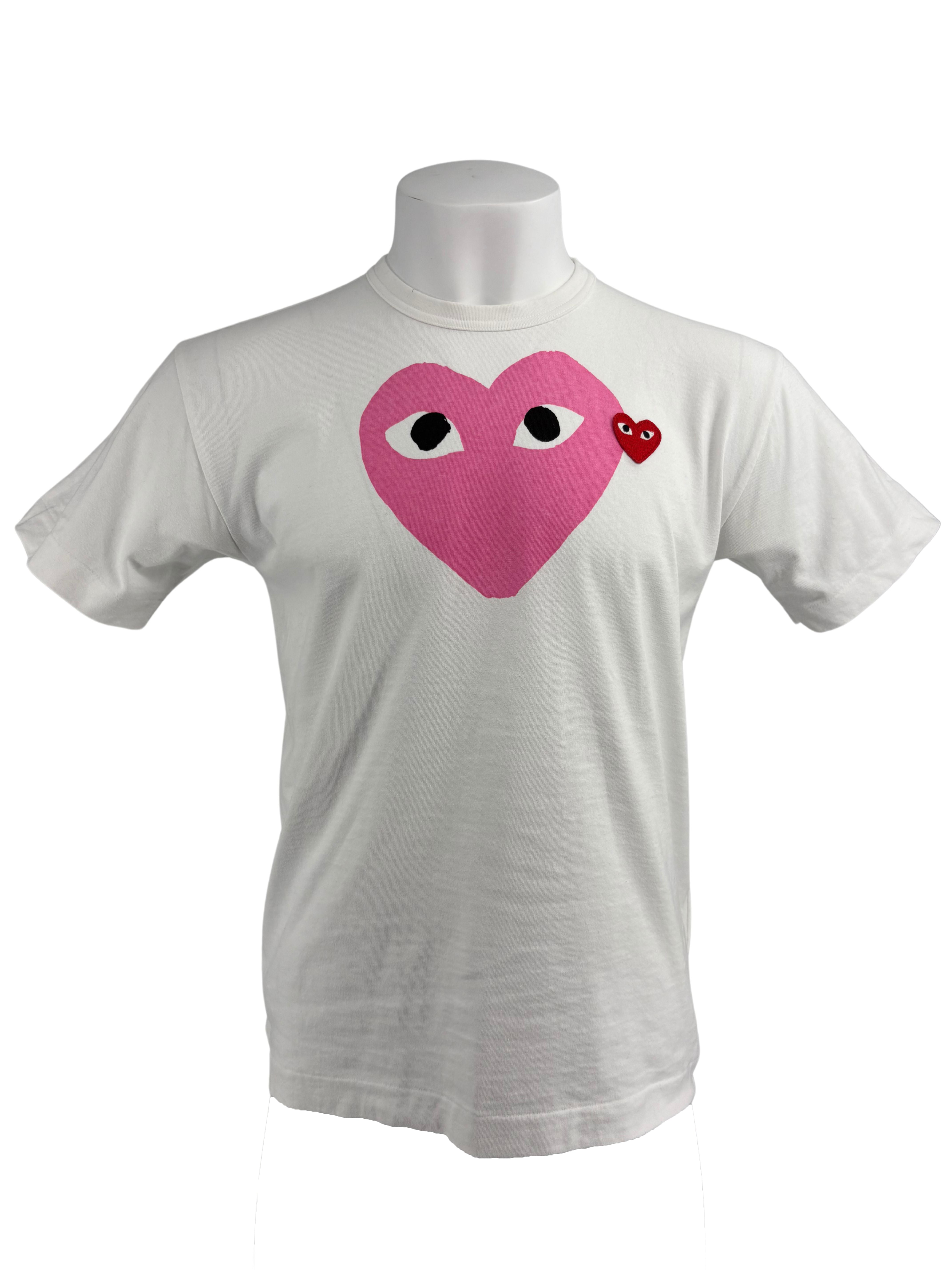 Comme des Garcon Peeping Hearts T-Shirt - White Comme de garson