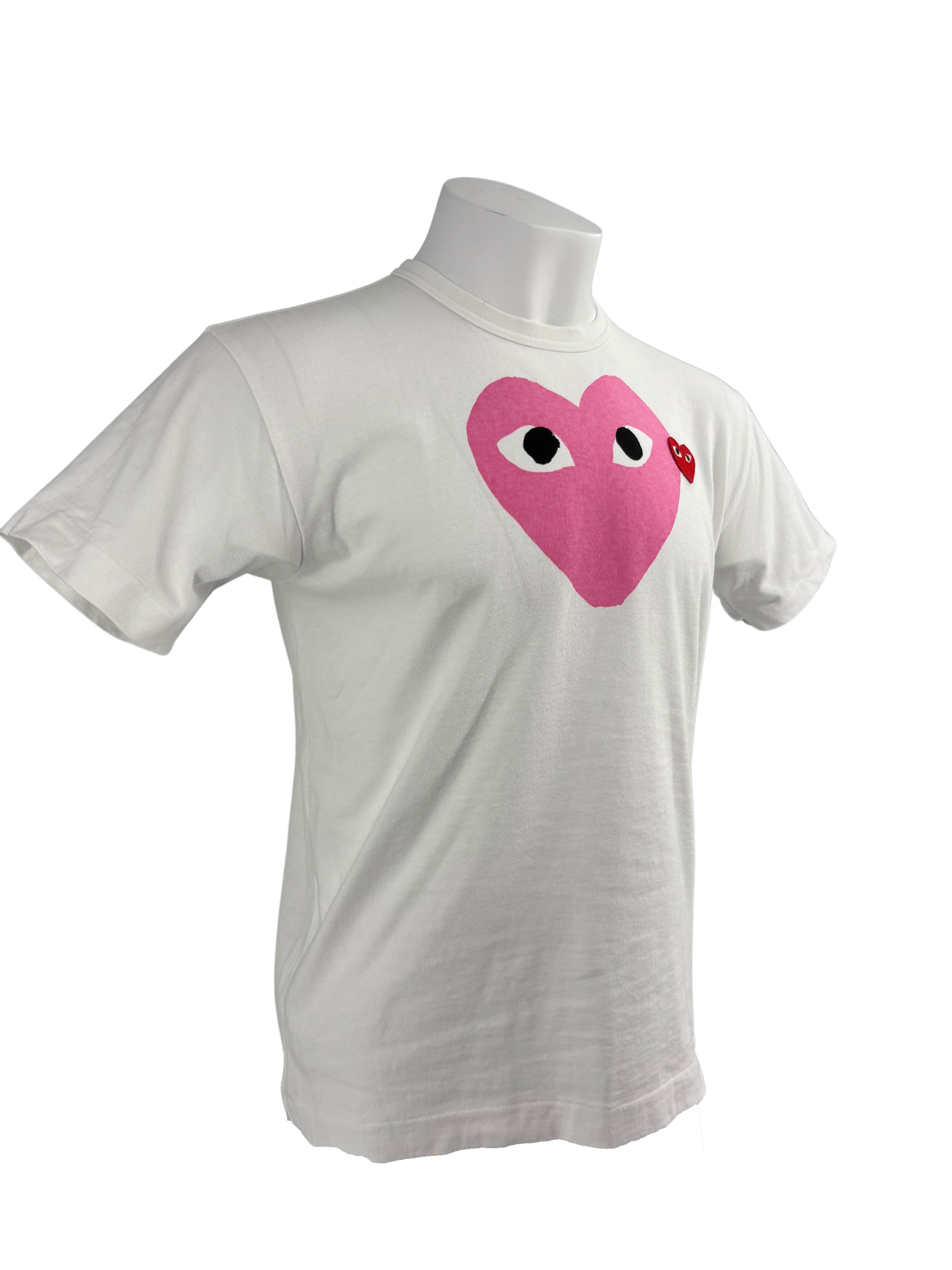 Comme des Garcon Peeping Hearts T-Shirt - White Comme de garson