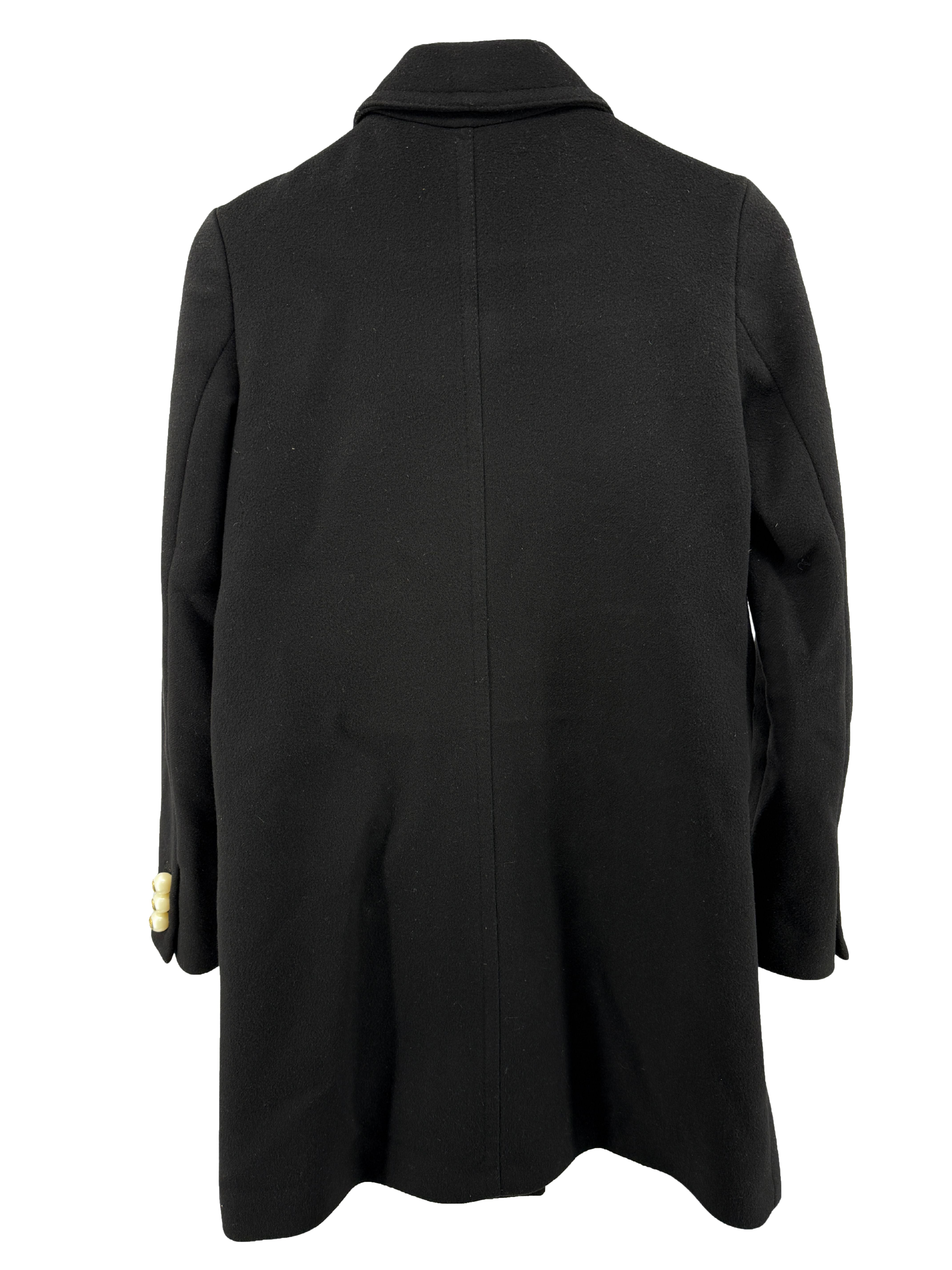 WOMEN'S Gucci Pearl GG Button Wool Coat - Black