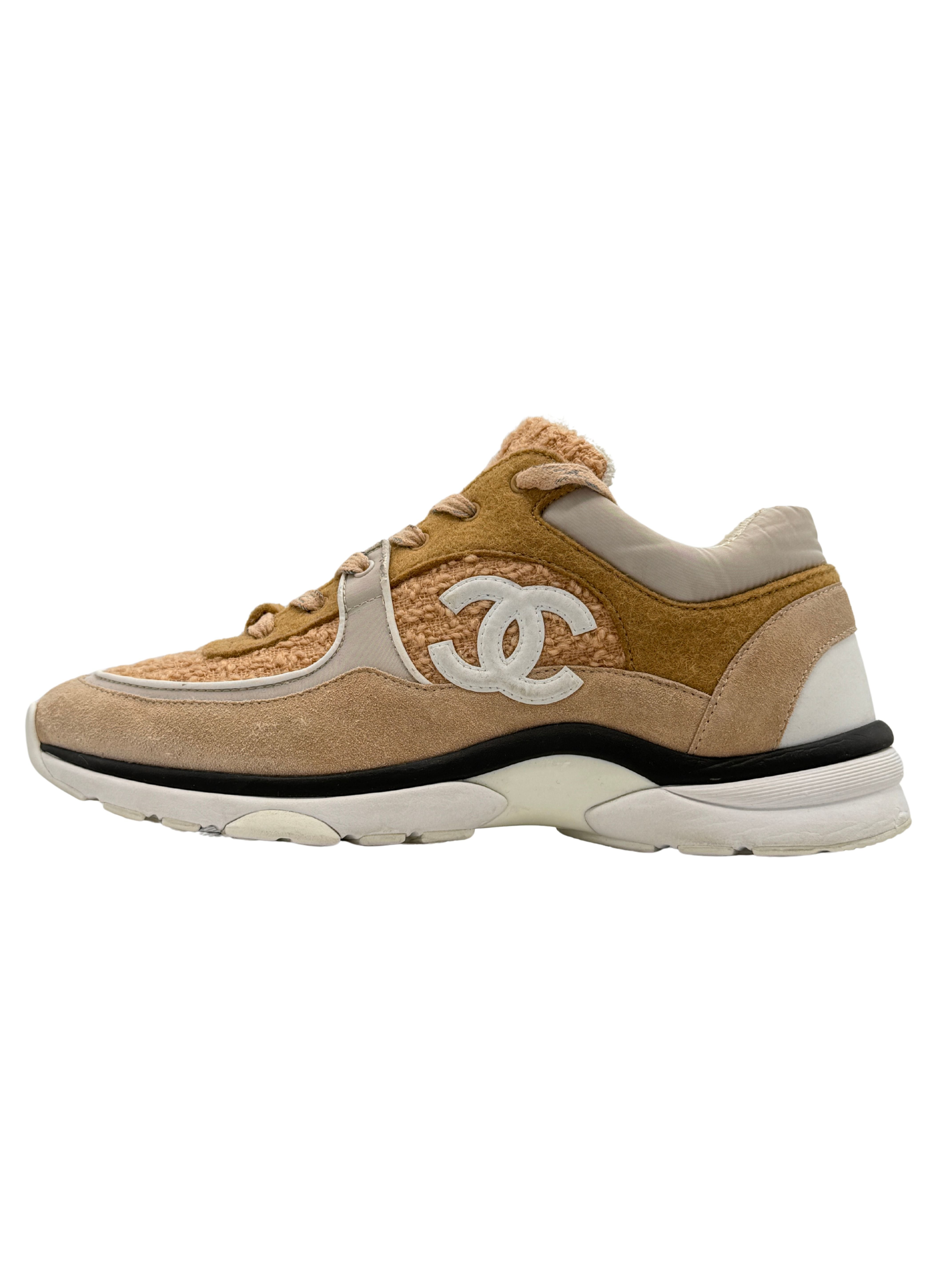 Chanel CC Tweed Runner Trainer - Beige Chanel