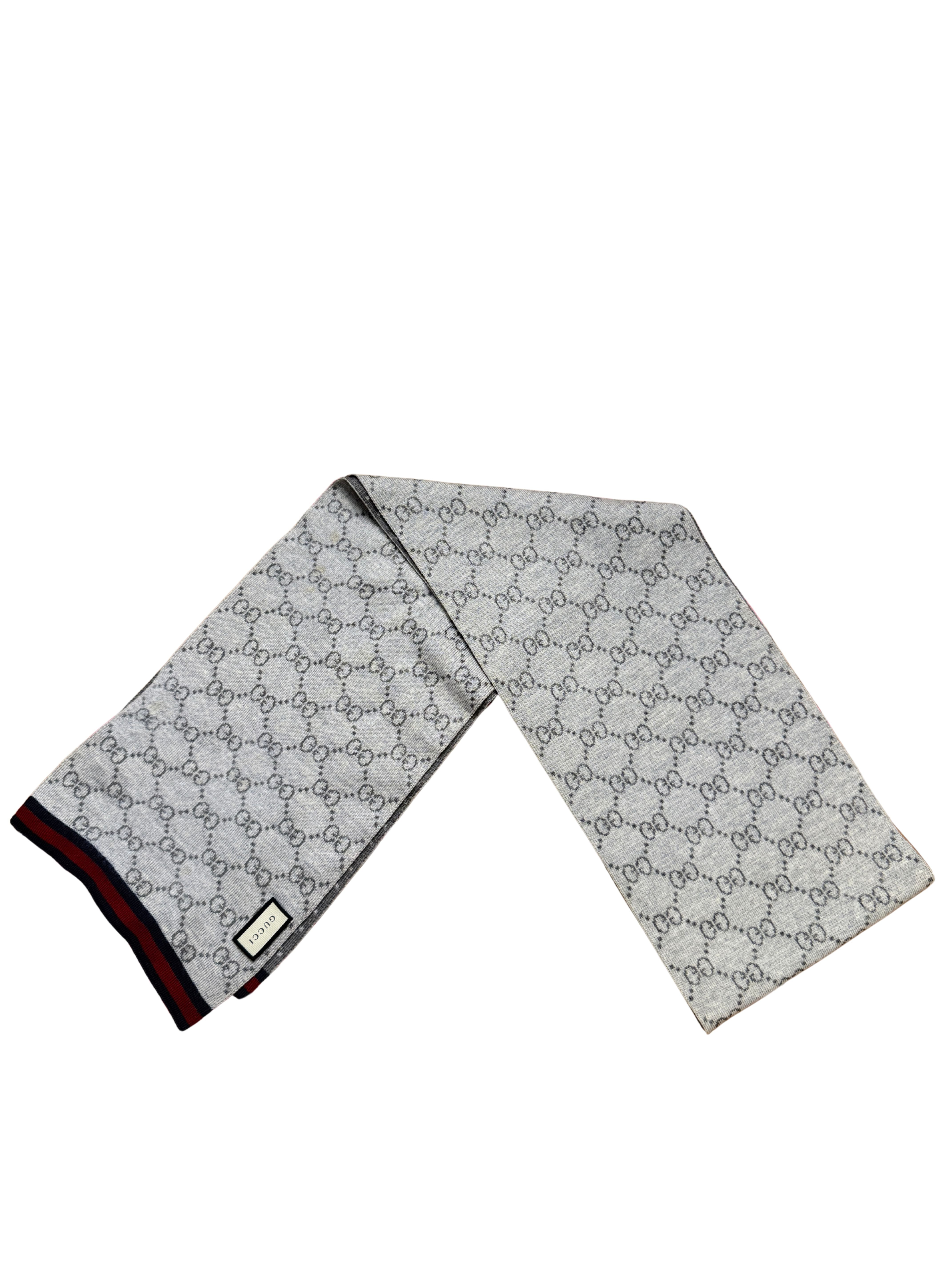 Gucci Double Jacquard GG Wool Scarf - Grey Gucci