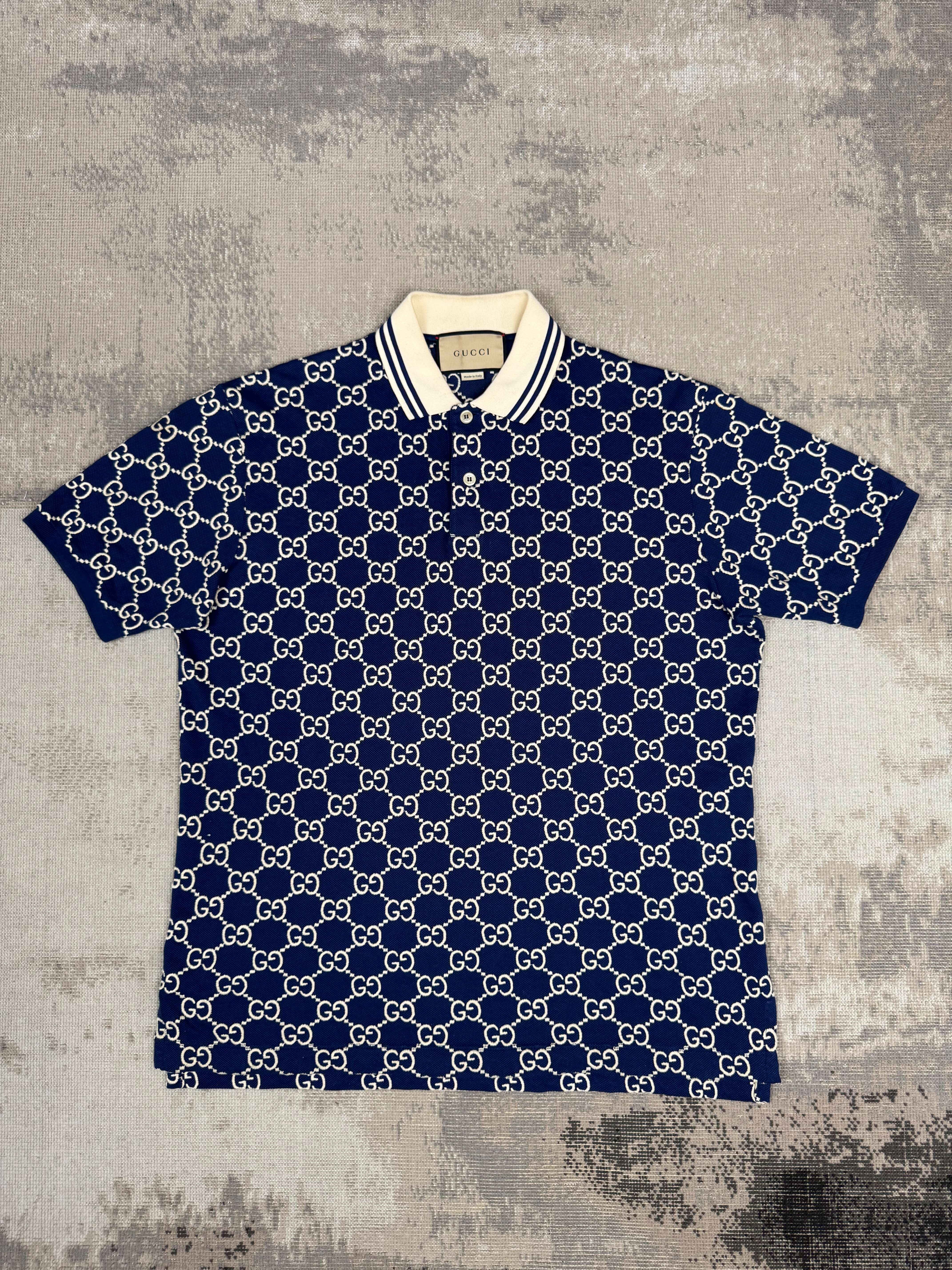 Gucci Embroidered GG Polo - Navy Gucci