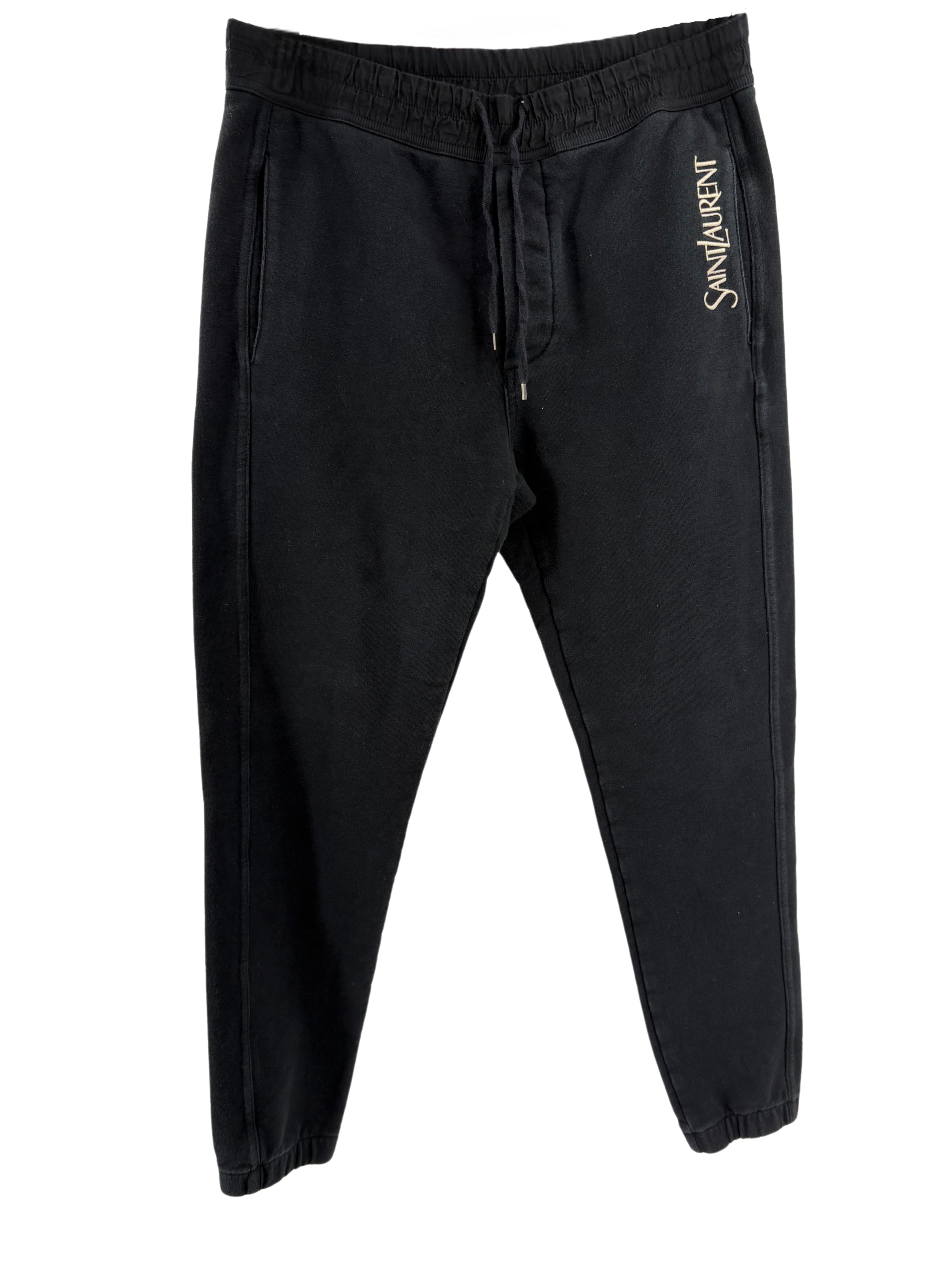 Saint Laurent Tapered Logo-Embroidered Joggers - Black Saint Laurent