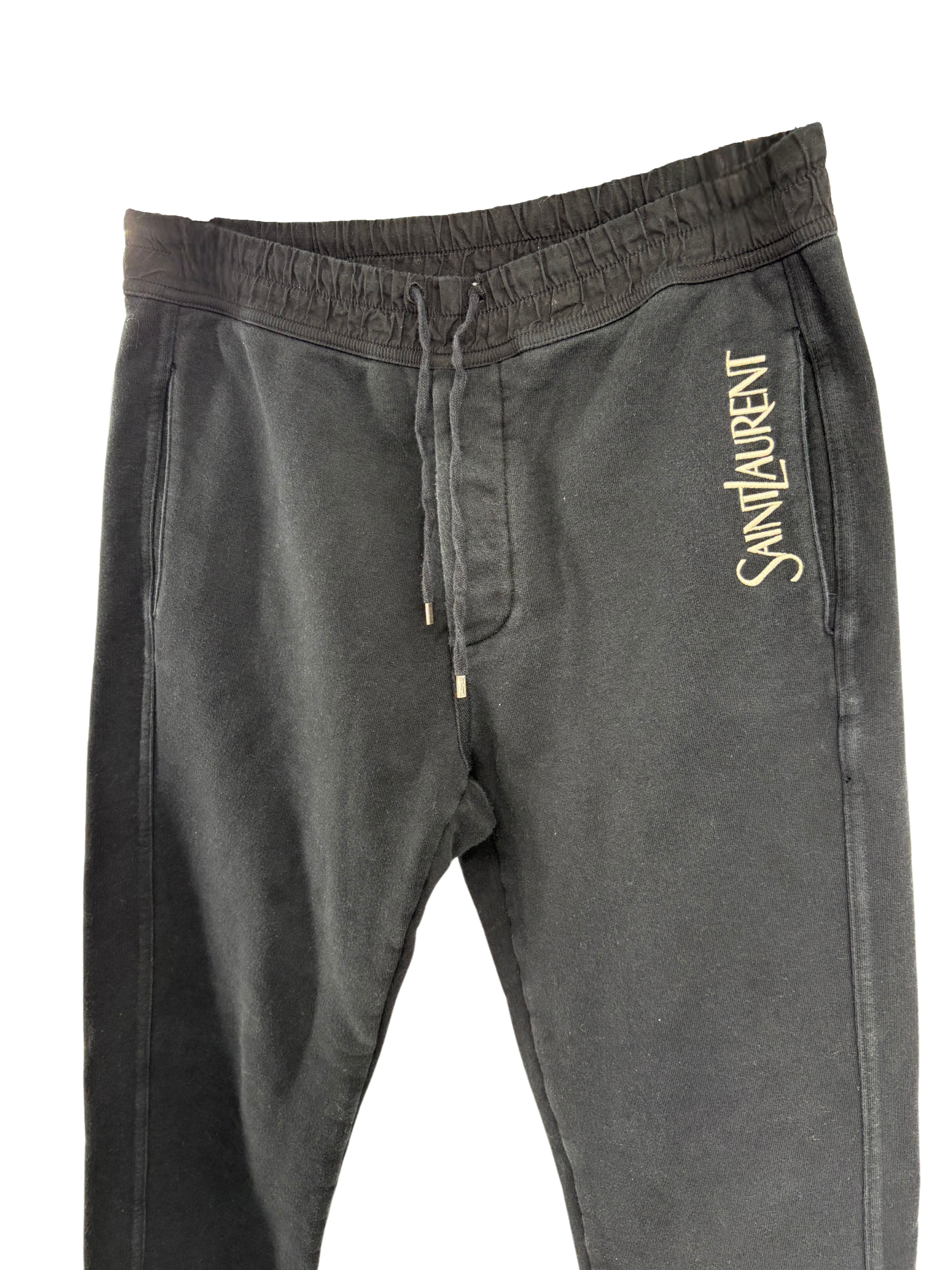 Saint Laurent Tapered Logo-Embroidered Joggers - Black Saint Laurent