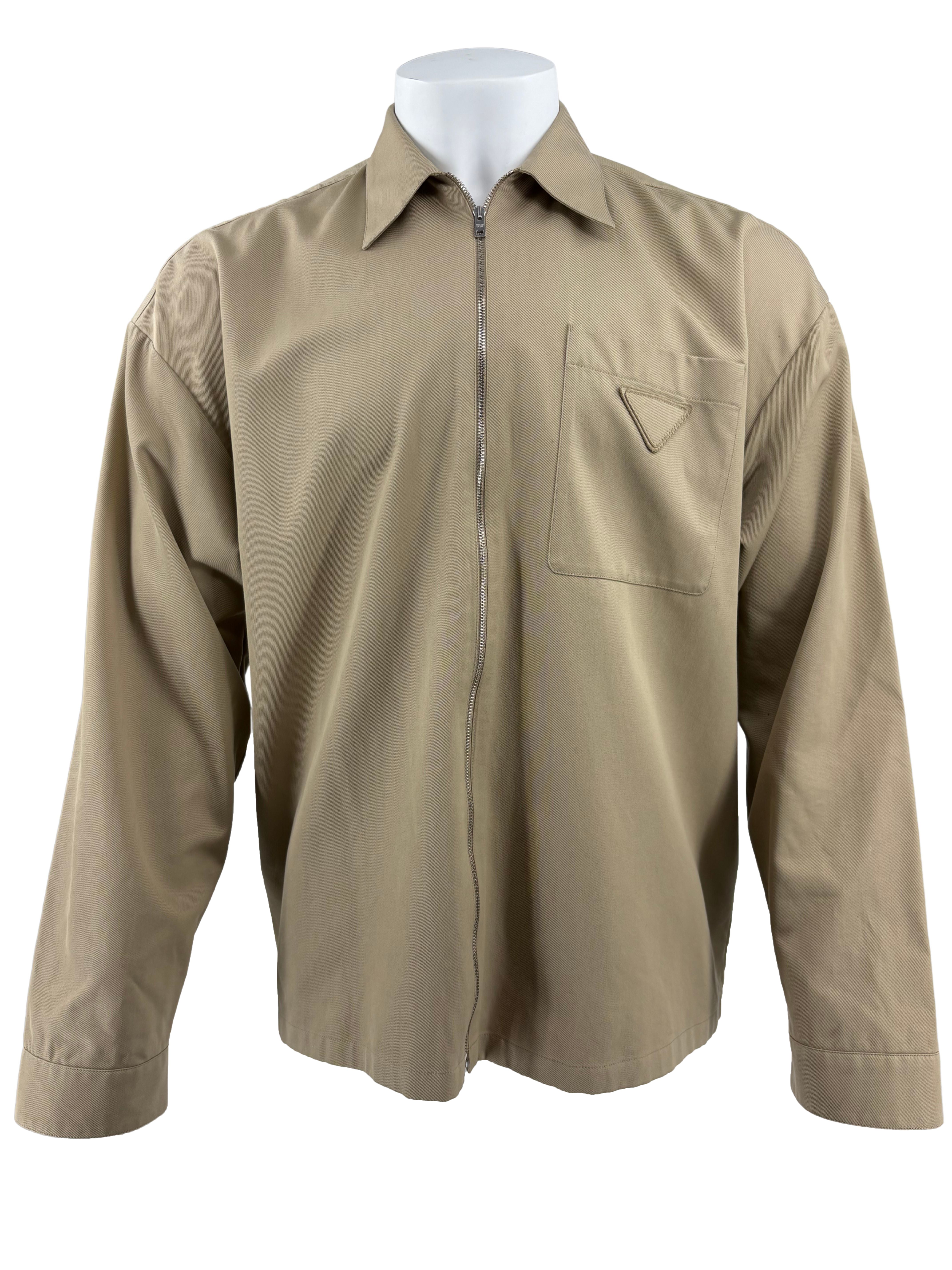 Prada Front Zip Overshirt Jacket - Beige Prada