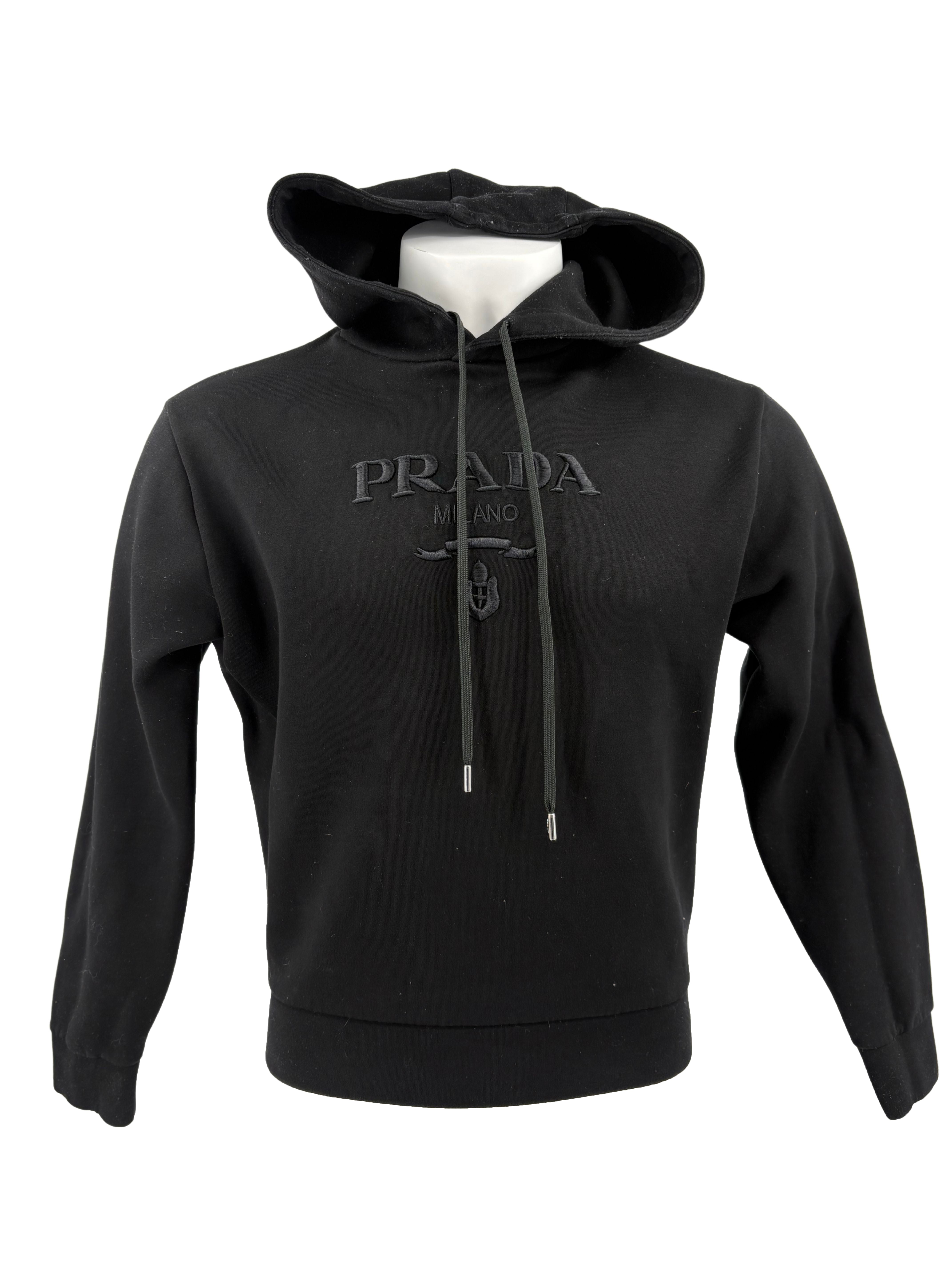 Prada Embossed Logo Hoodie - Black