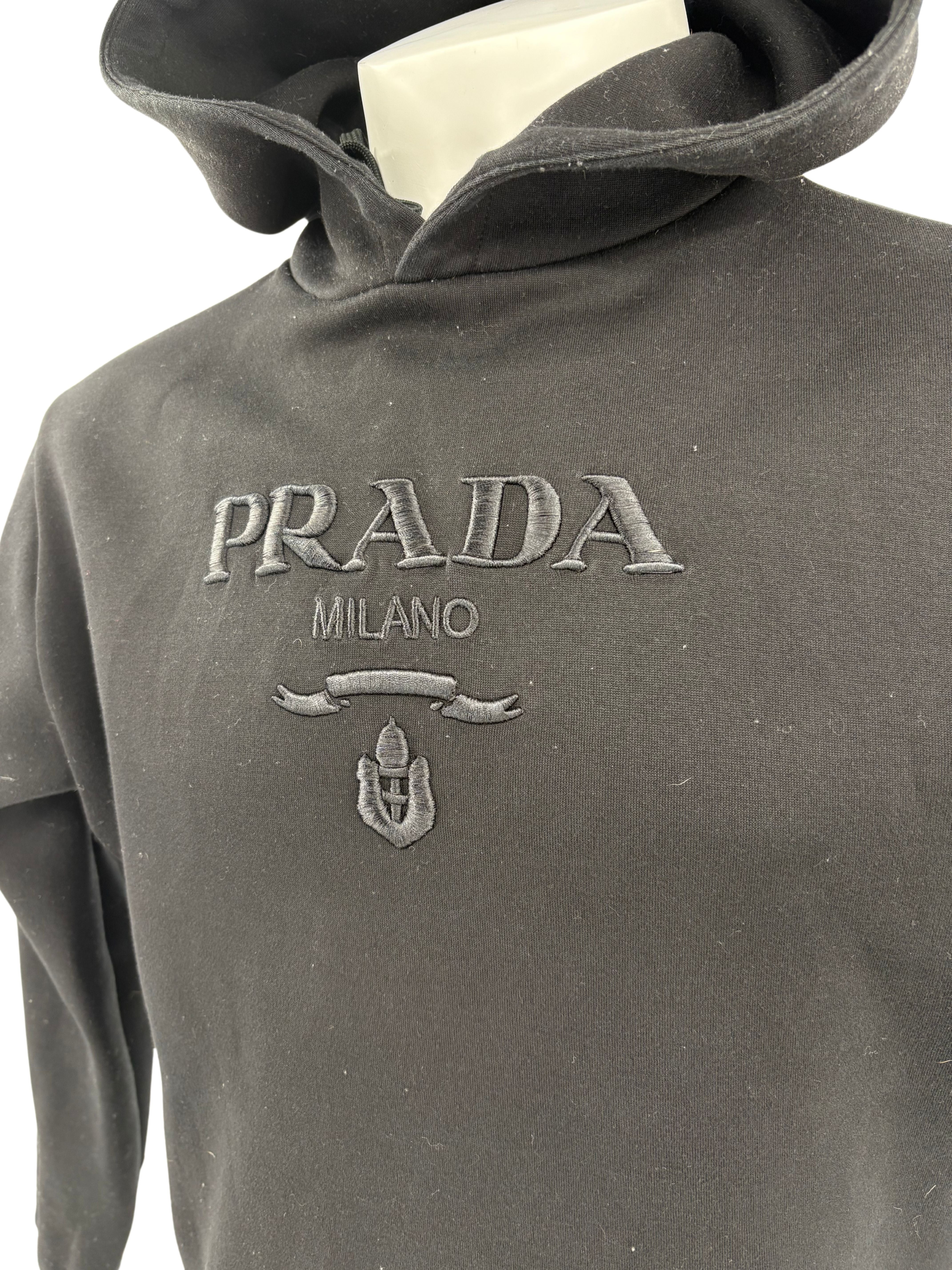 Prada Embossed Logo Hoodie - Black