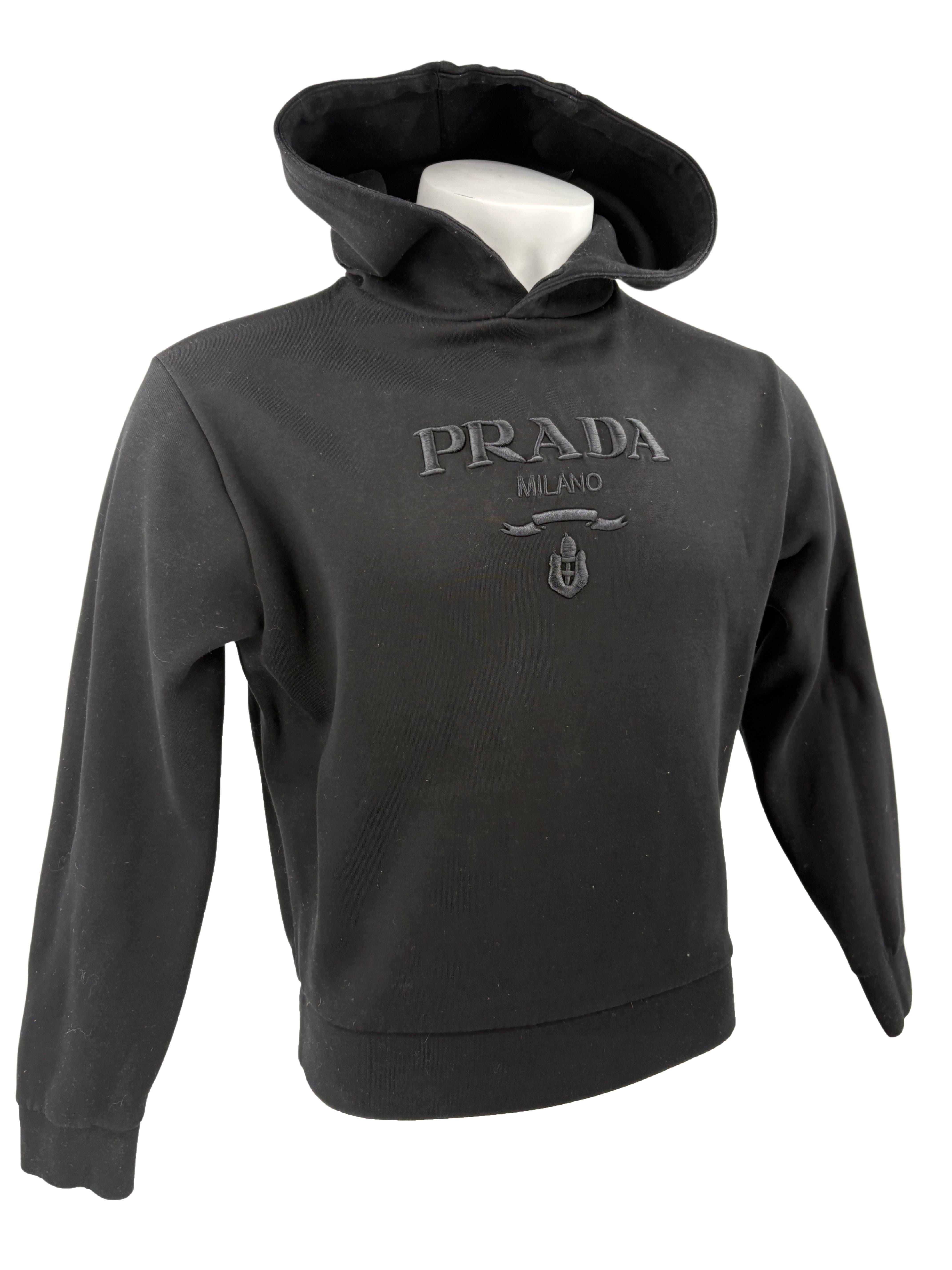 Prada Embossed Logo Hoodie - Black