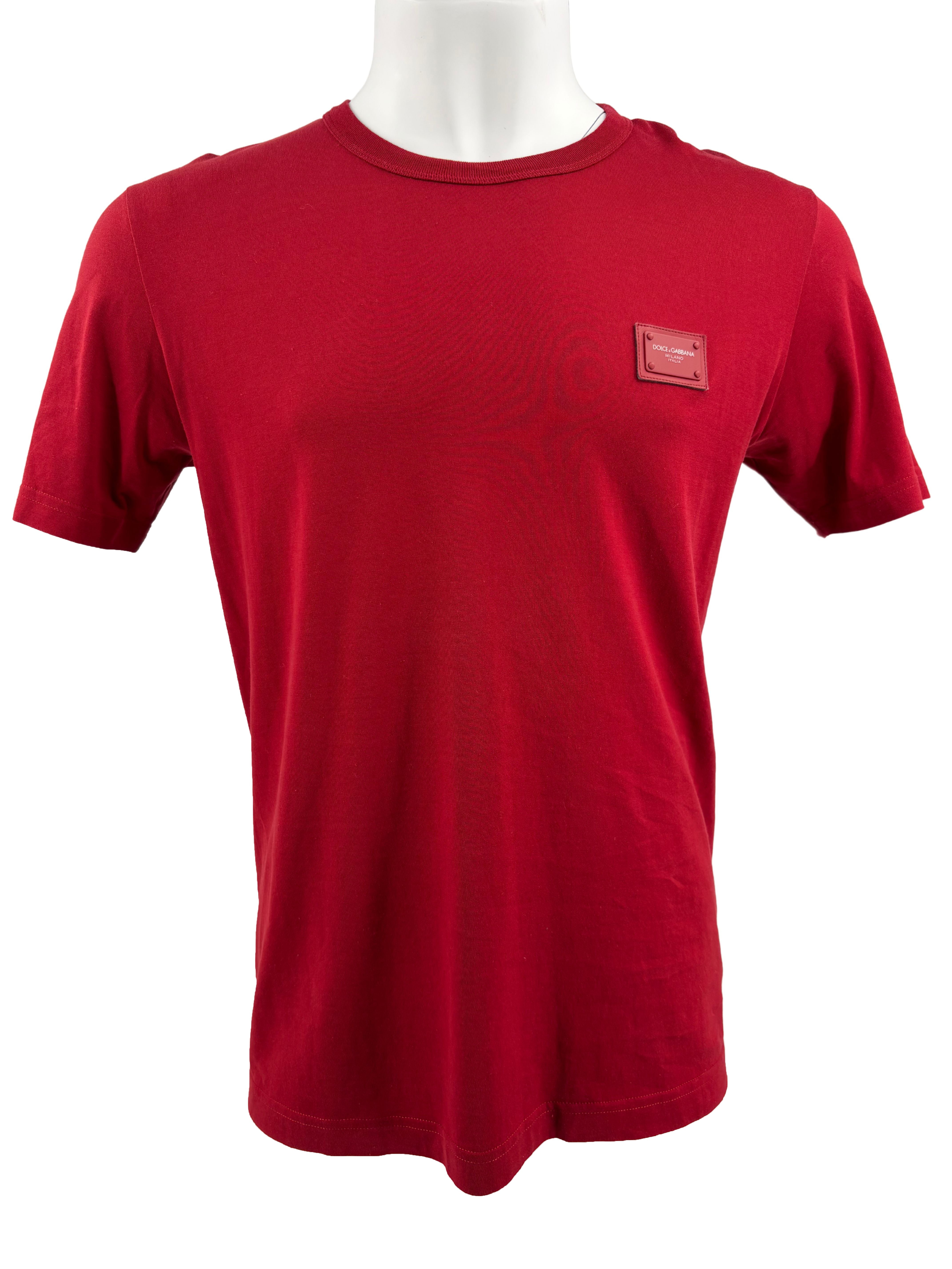 Dolce & Gabbana Plaque Logo T-Shirt - Red Dolce & Gabbana