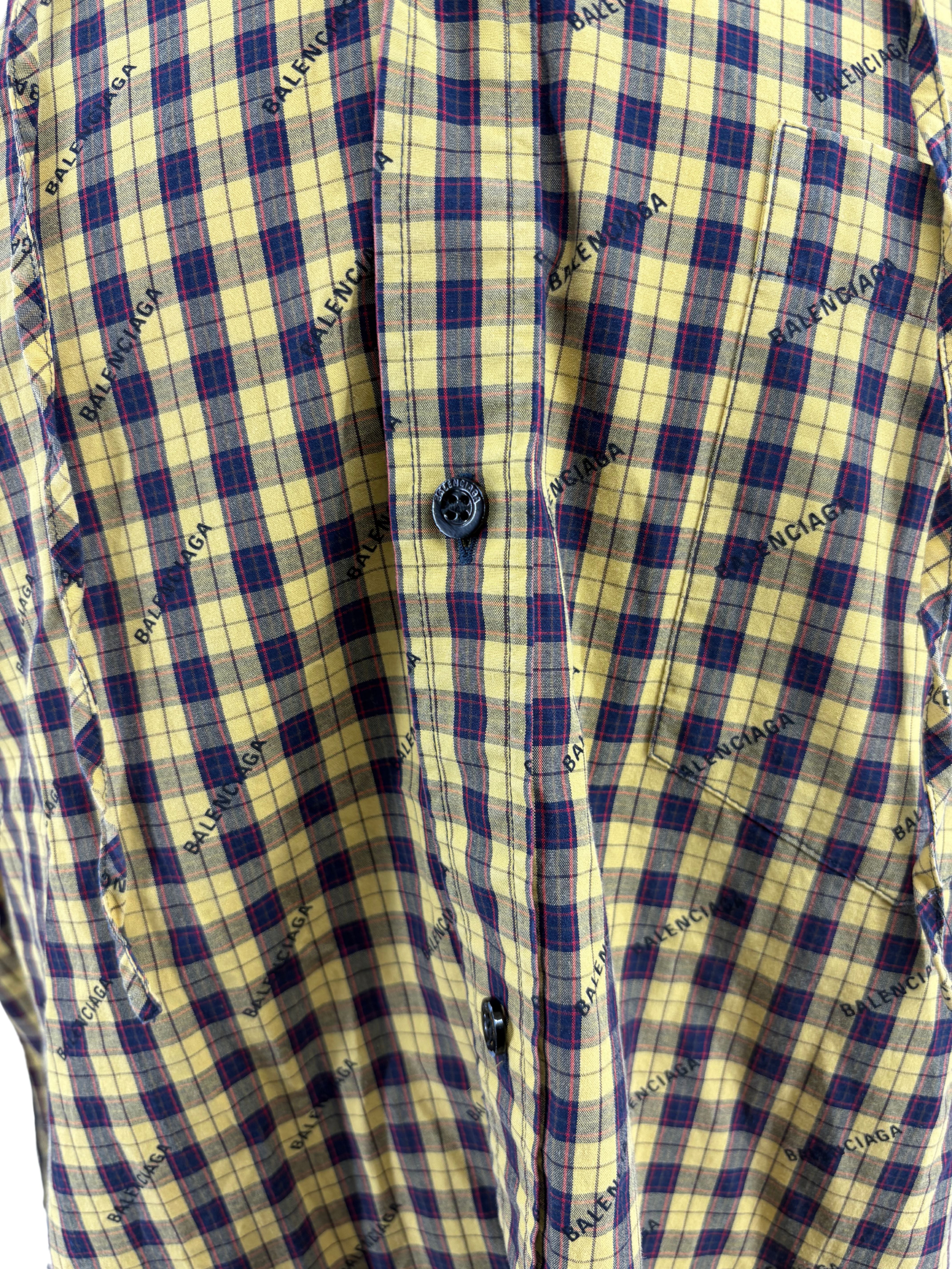 Balenciaga Plaid Print Hooded Overshirt - Yellow/Black