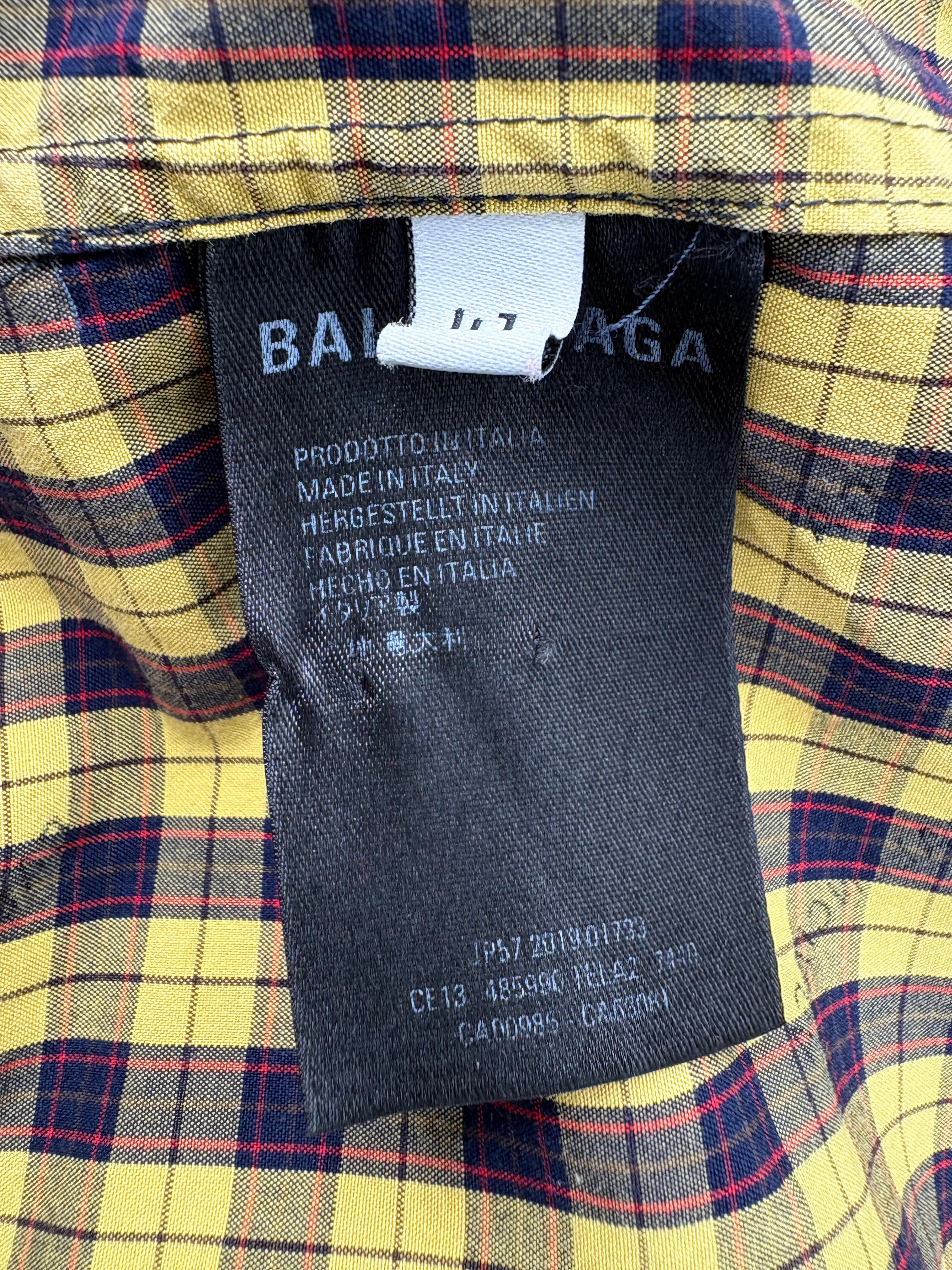 Balenciaga Plaid Print Hooded Overshirt - Yellow/Black