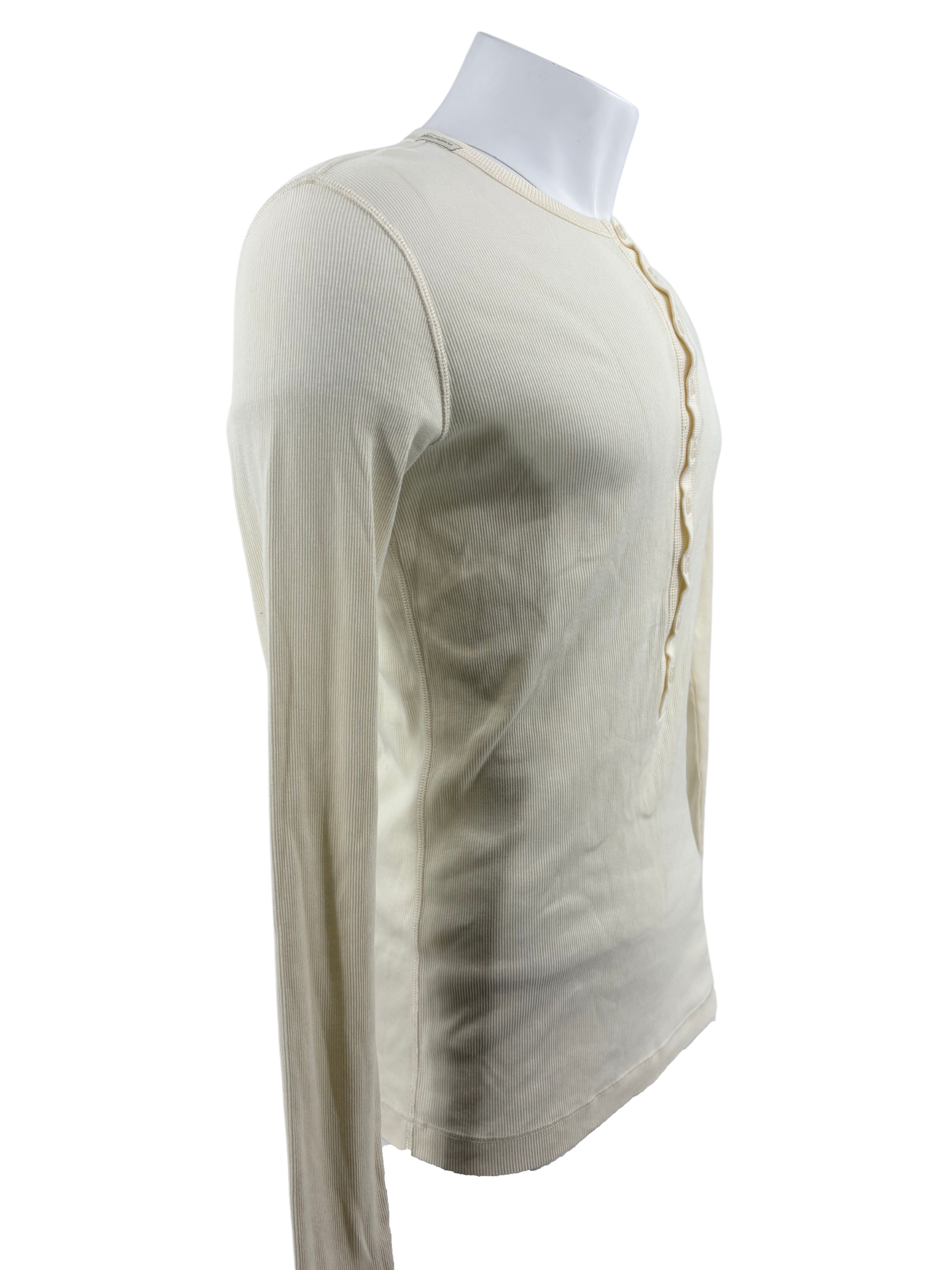 Dolce & Gabbana Ribbed-Knit Cotton Henley Top - Cream