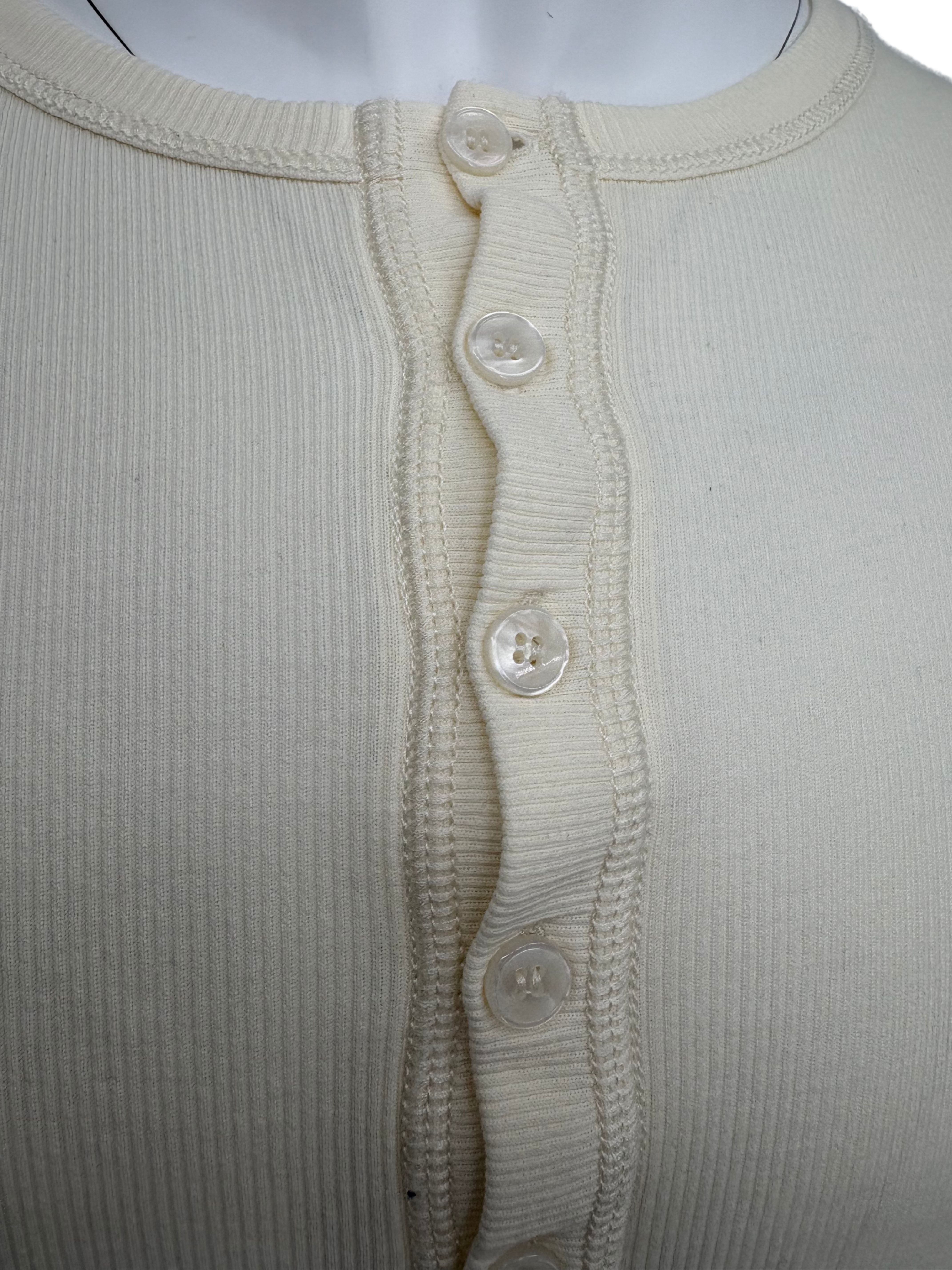 Dolce & Gabbana Ribbed-Knit Cotton Henley Top - Cream
