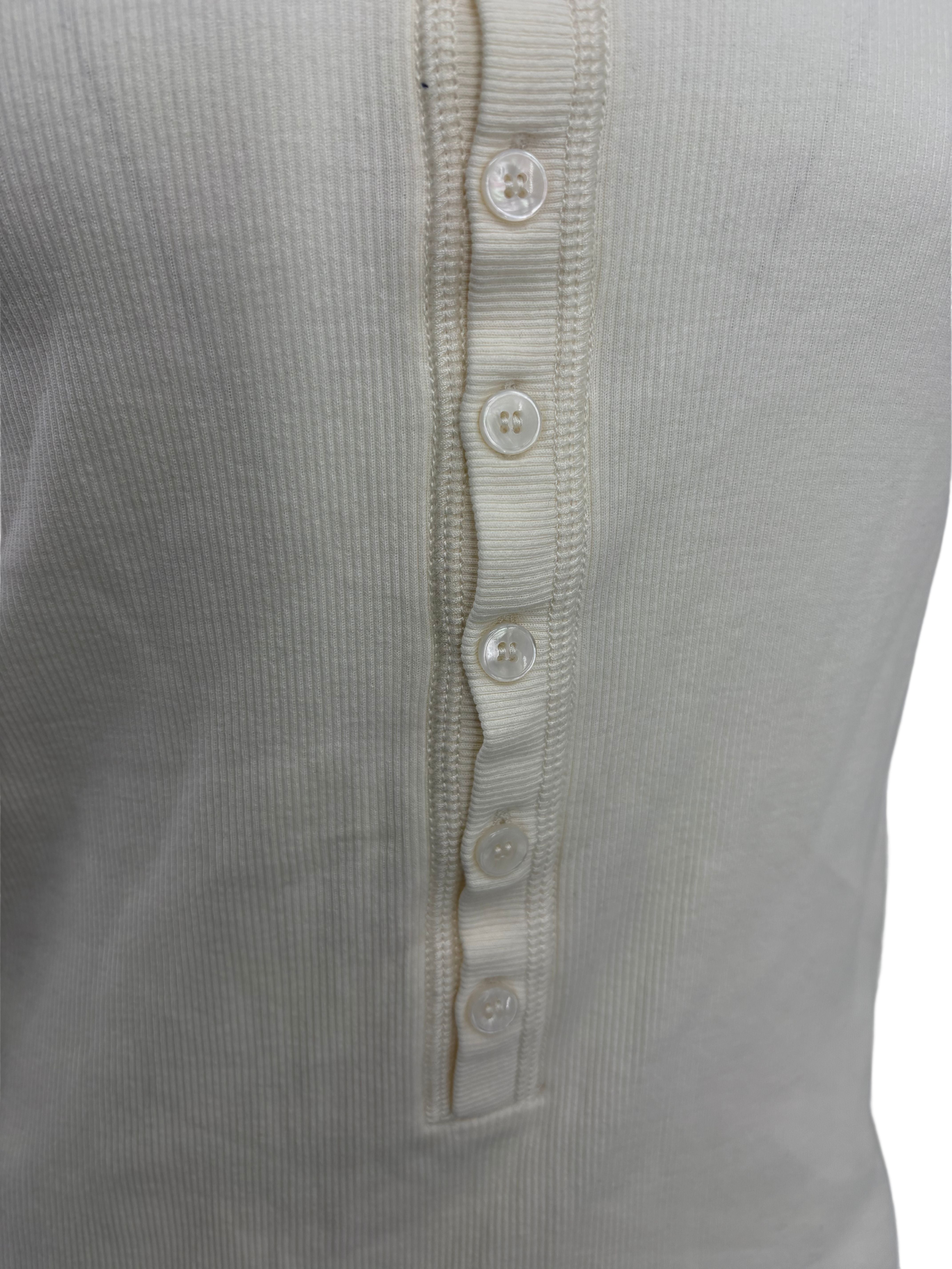 Dolce & Gabbana Ribbed-Knit Cotton Henley Top - Cream