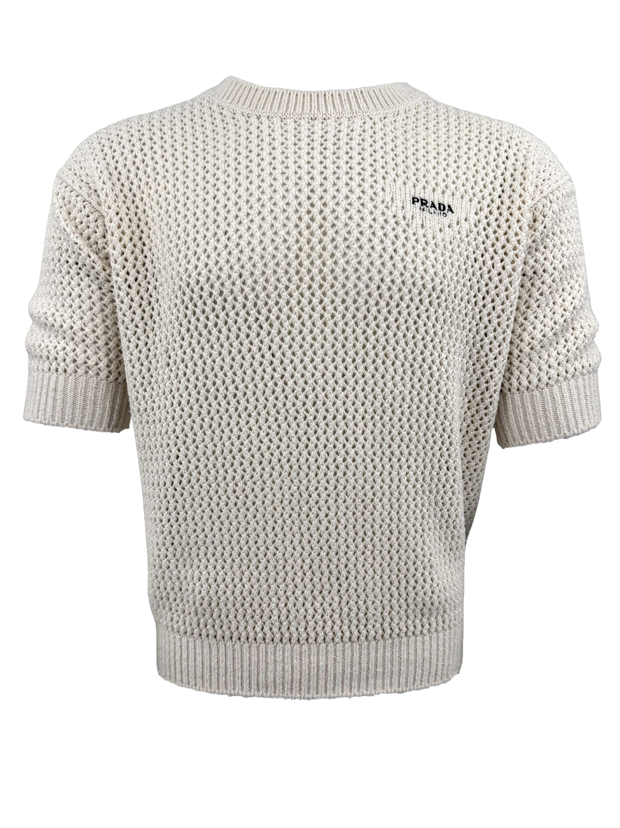 Prada Crochet Knit T-Shirt - Cream Prada
