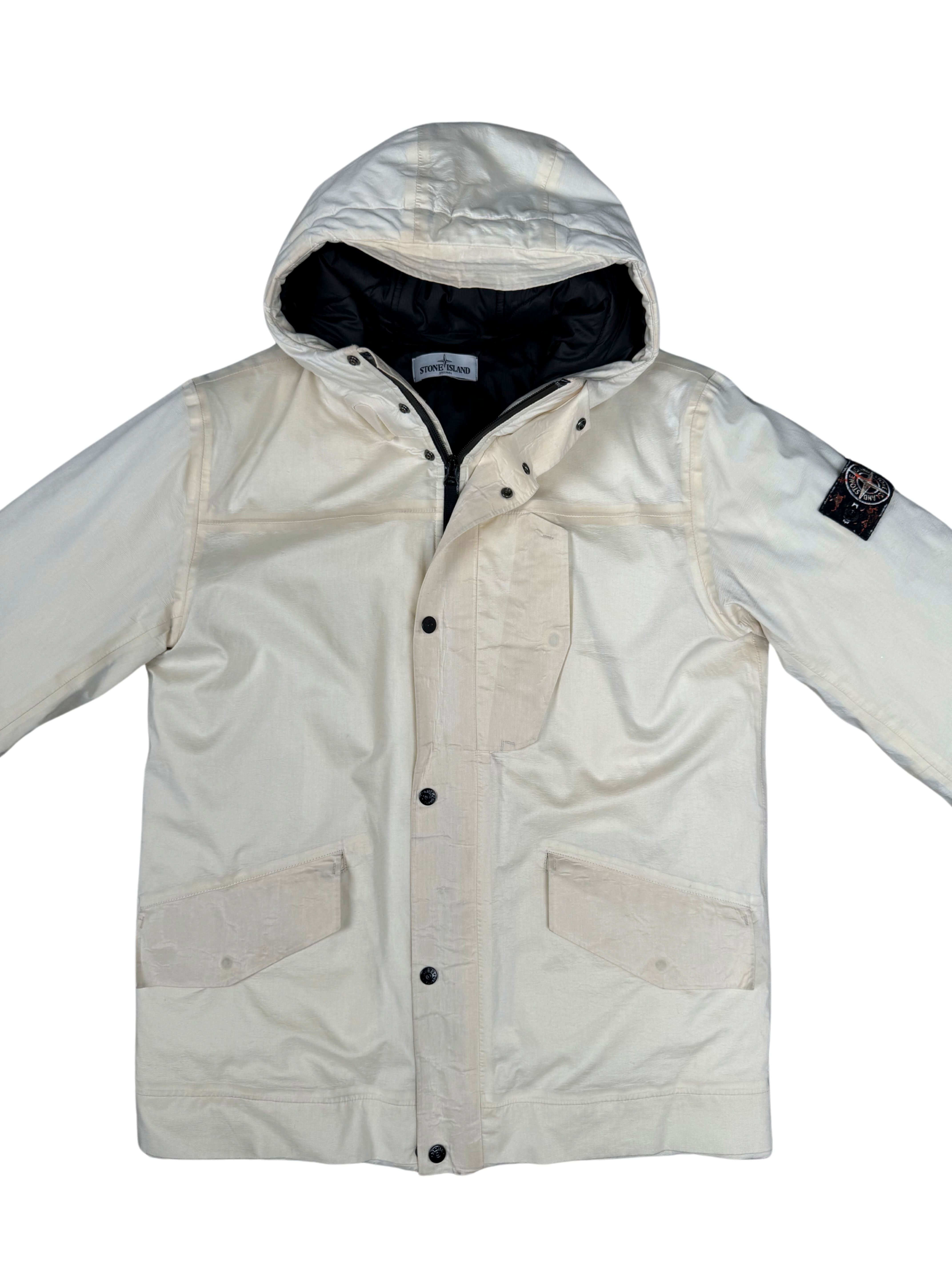 Stone Island Primaloft Quilted Patch Logo Coat - Beige Stone Island