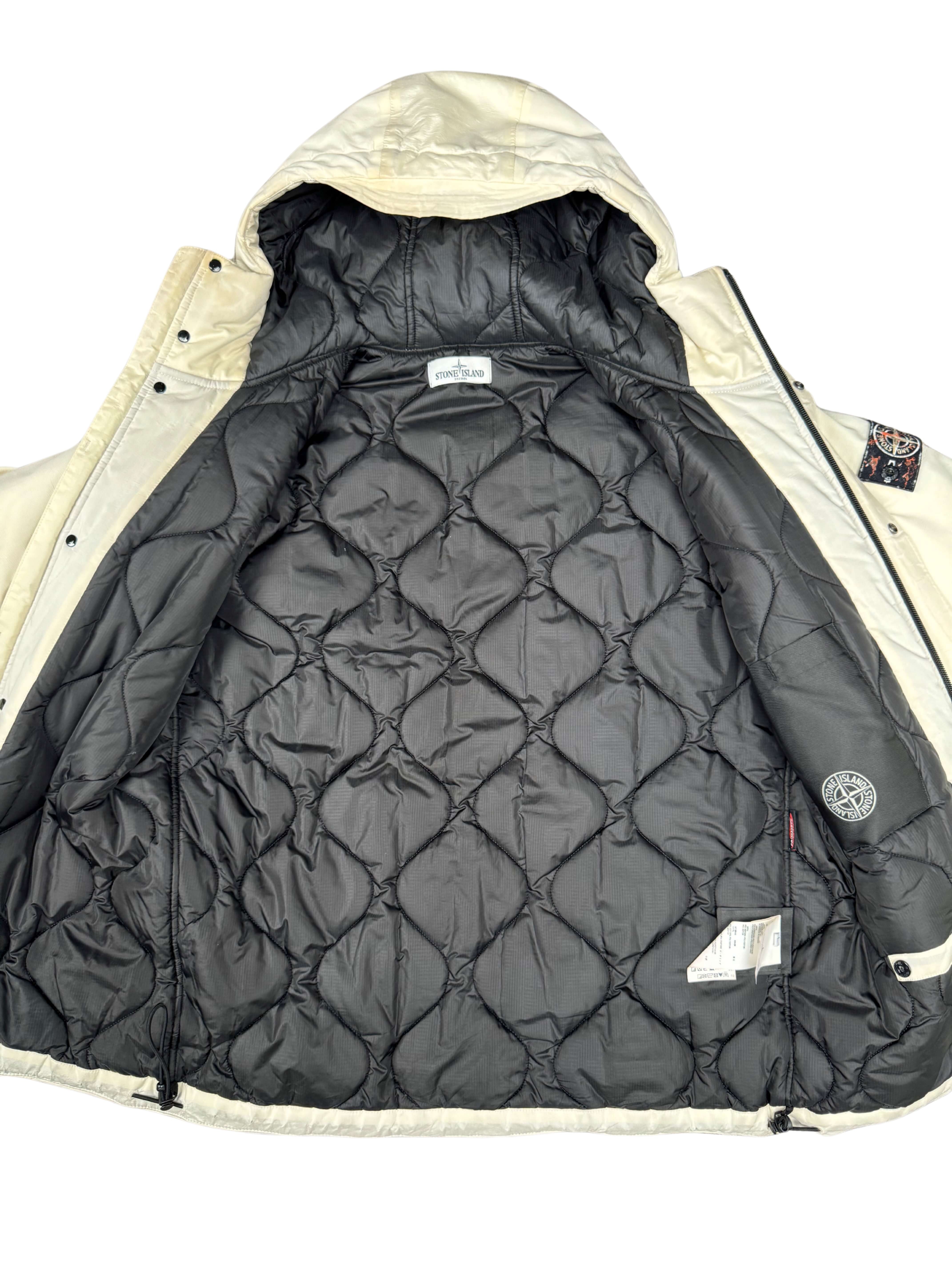 Stone Island Primaloft Quilted Patch Logo Coat - Beige Stone Island