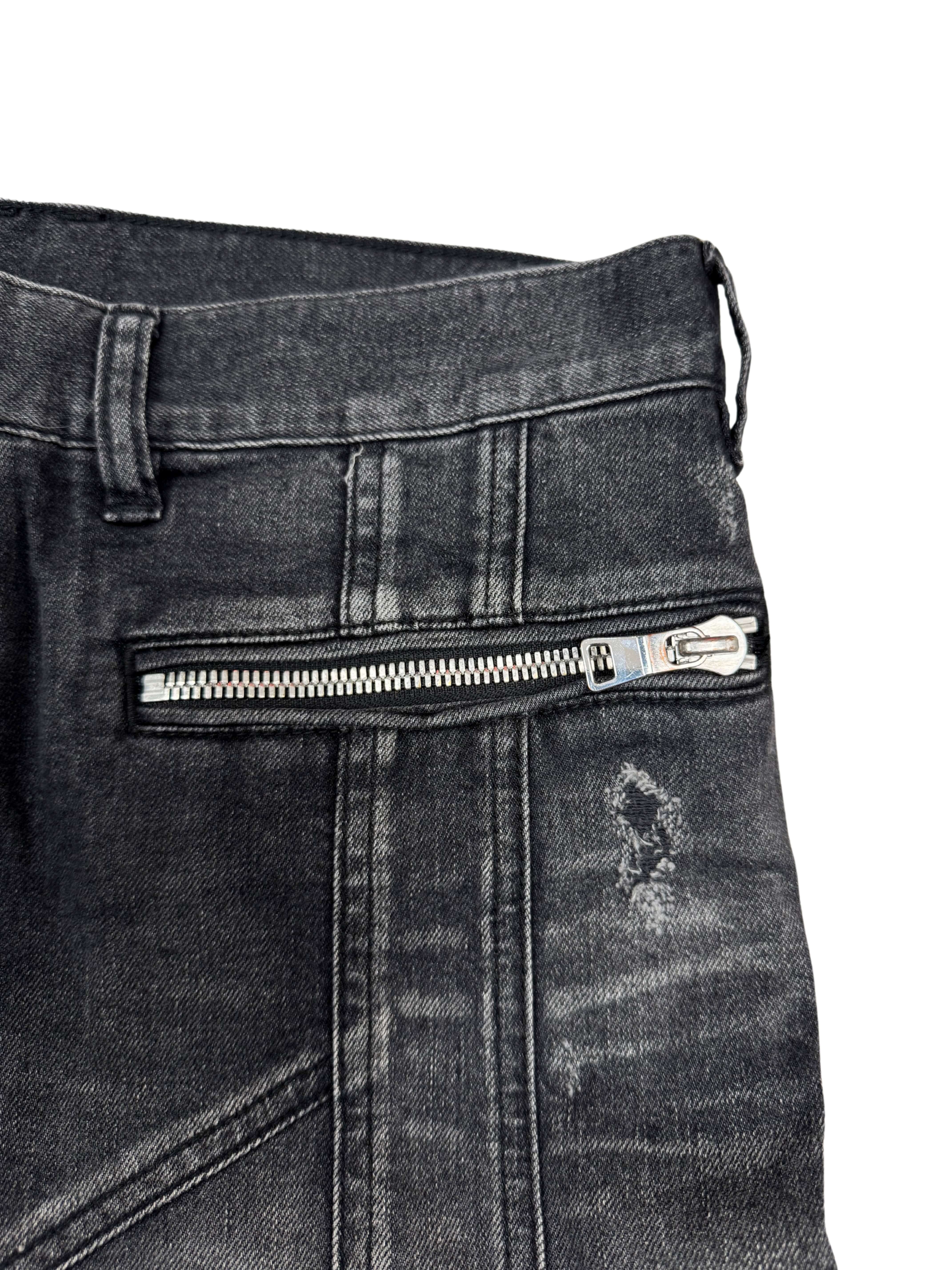 Balmain Tapered Biker Jeans - Grey Denim
