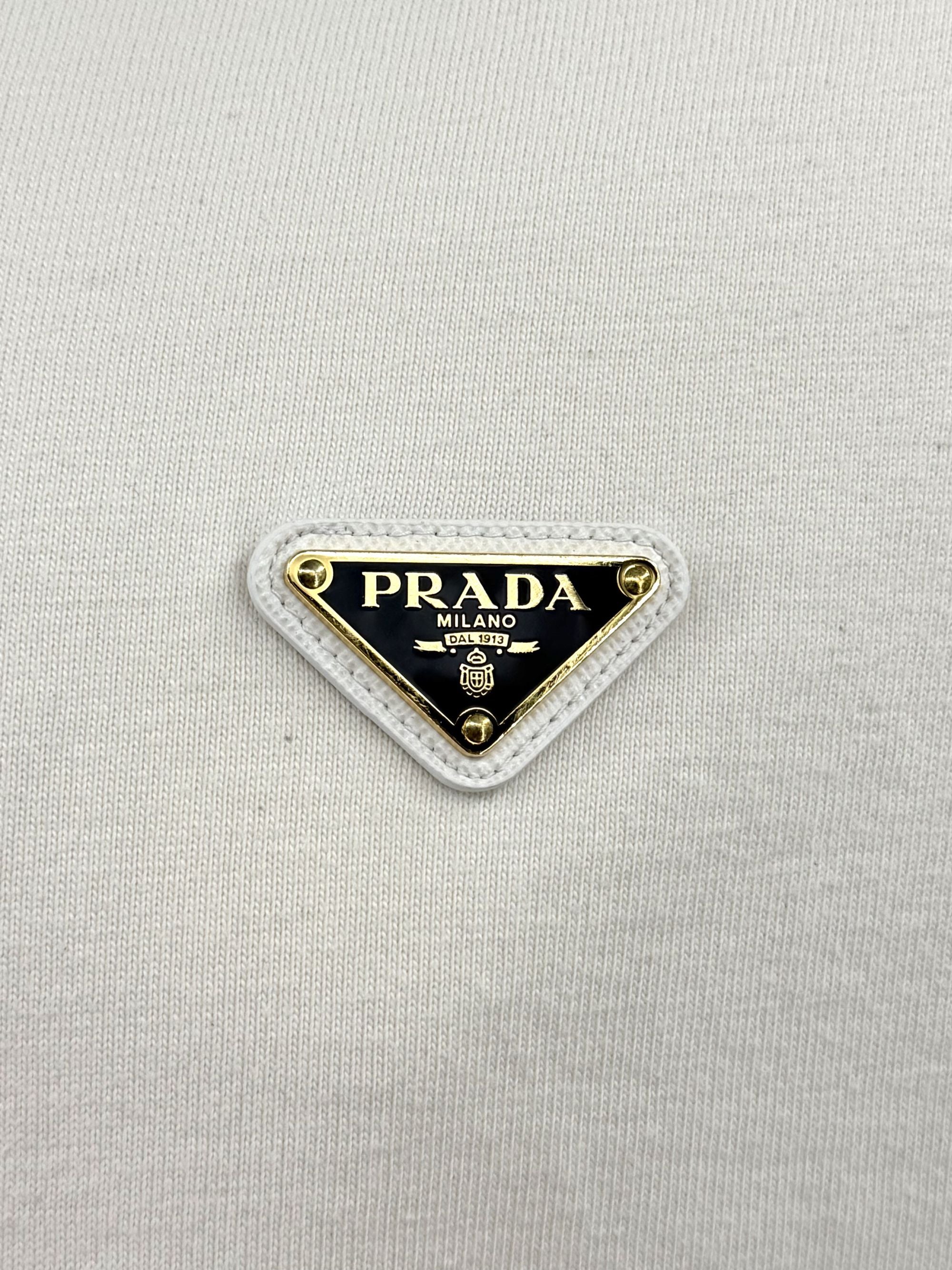 Prada Plaque Logo T-Shirt - Cream Prada