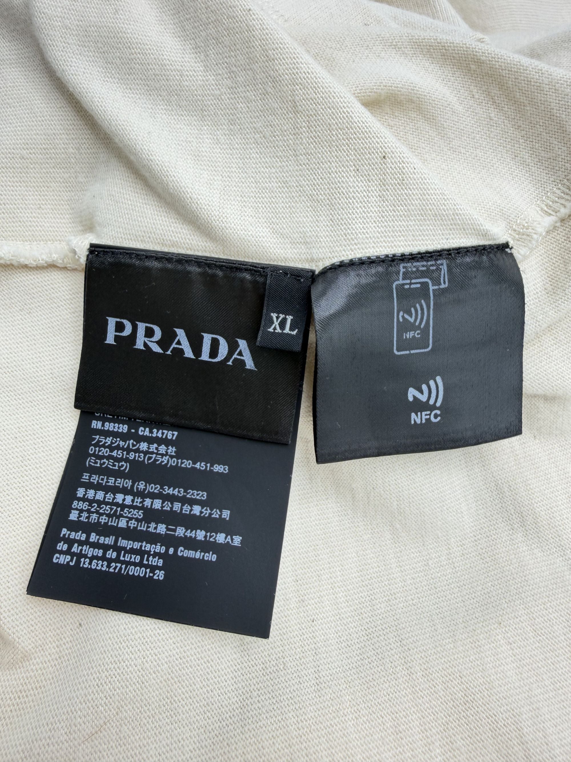 Prada Plaque Logo T-Shirt - Cream Prada
