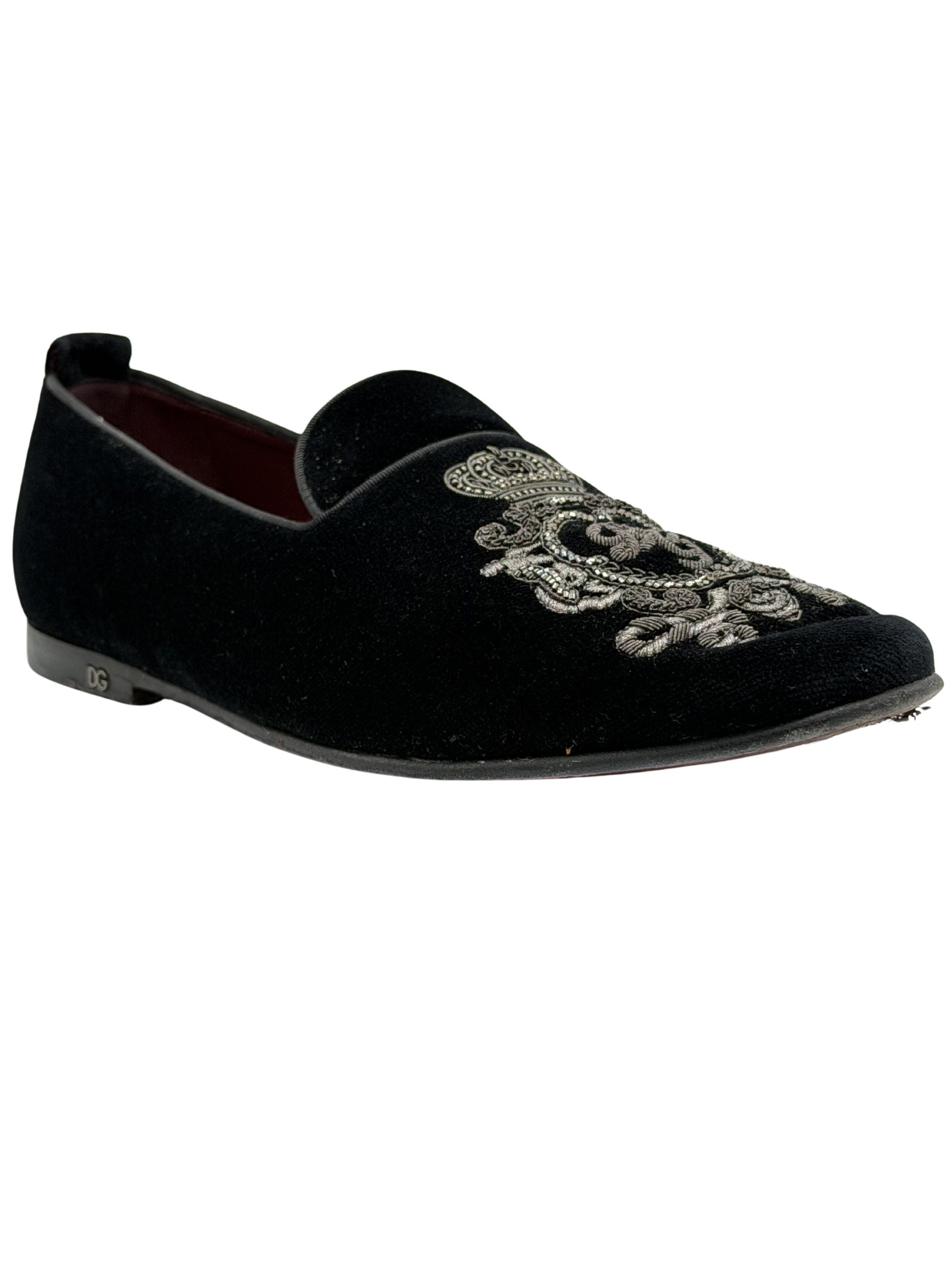 Dolce & Gabbana Velvet Crown Loafers - Black Dolce & Gabbana