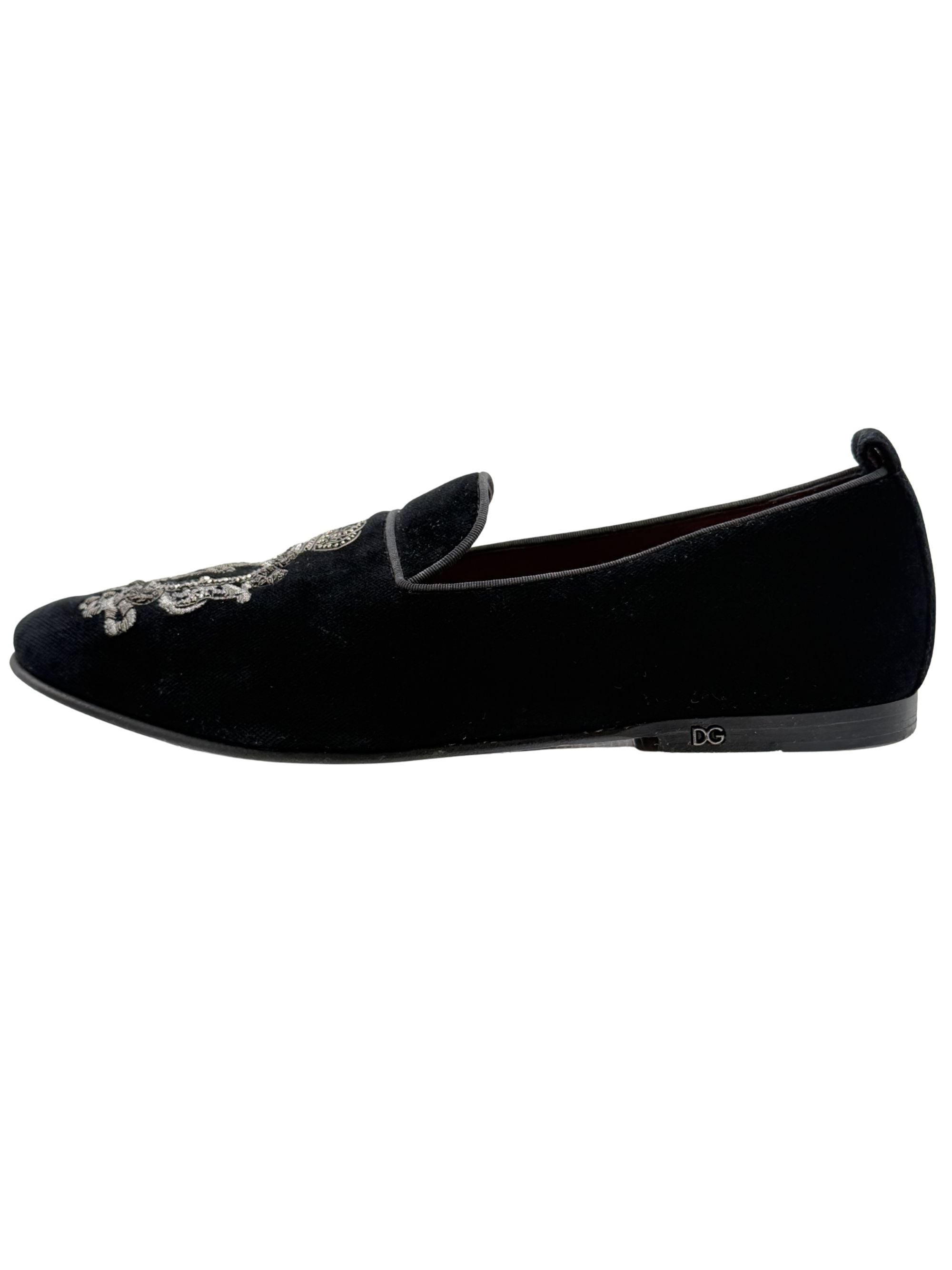 Dolce & Gabbana Velvet Crown Loafers - Black Dolce & Gabbana