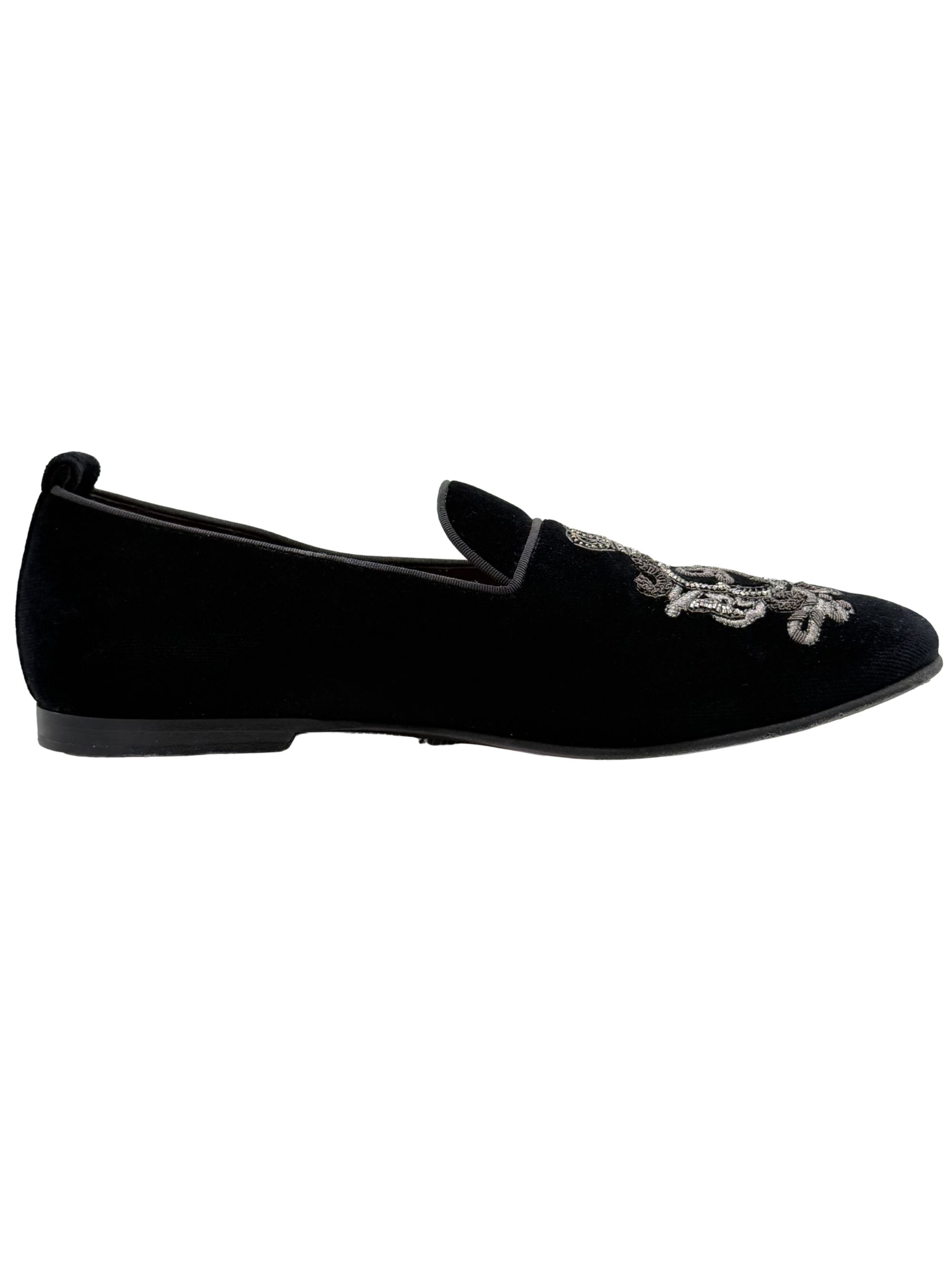 Dolce & Gabbana Velvet Crown Loafers - Black Dolce & Gabbana