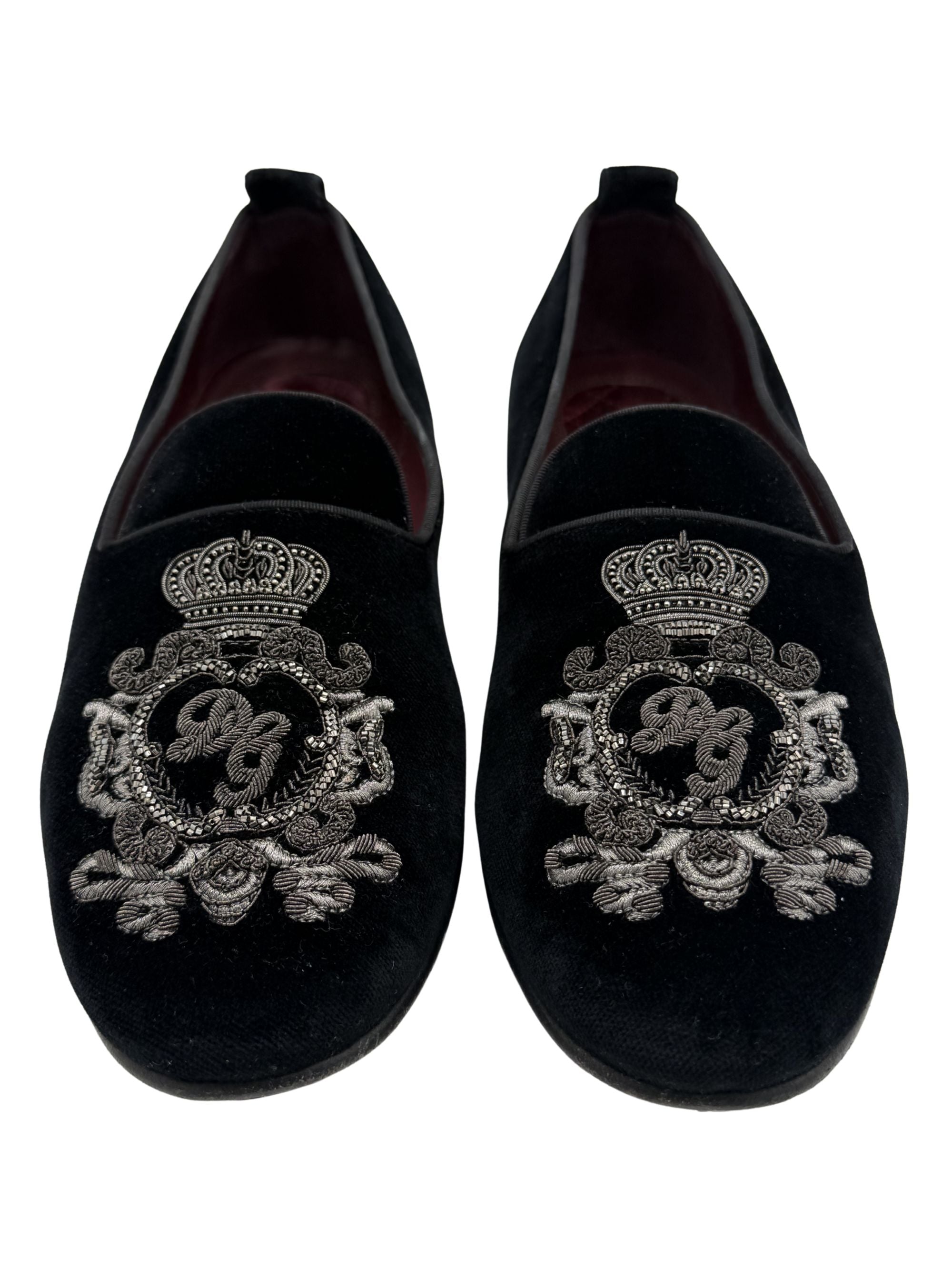 Dolce & Gabbana Velvet Crown Loafers - Black Dolce & Gabbana
