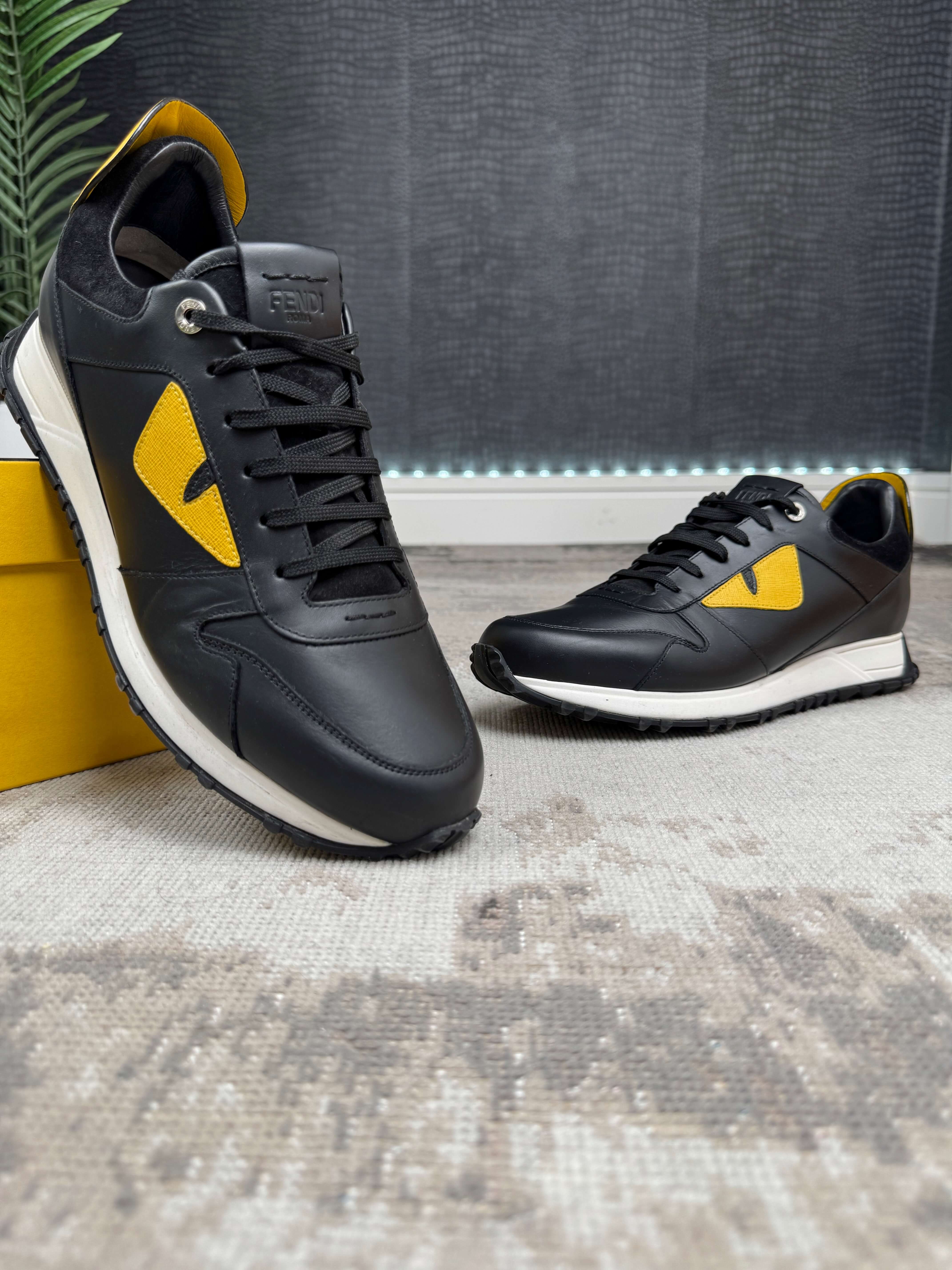 Fendi Eye Leather Trainer - Black Fendi