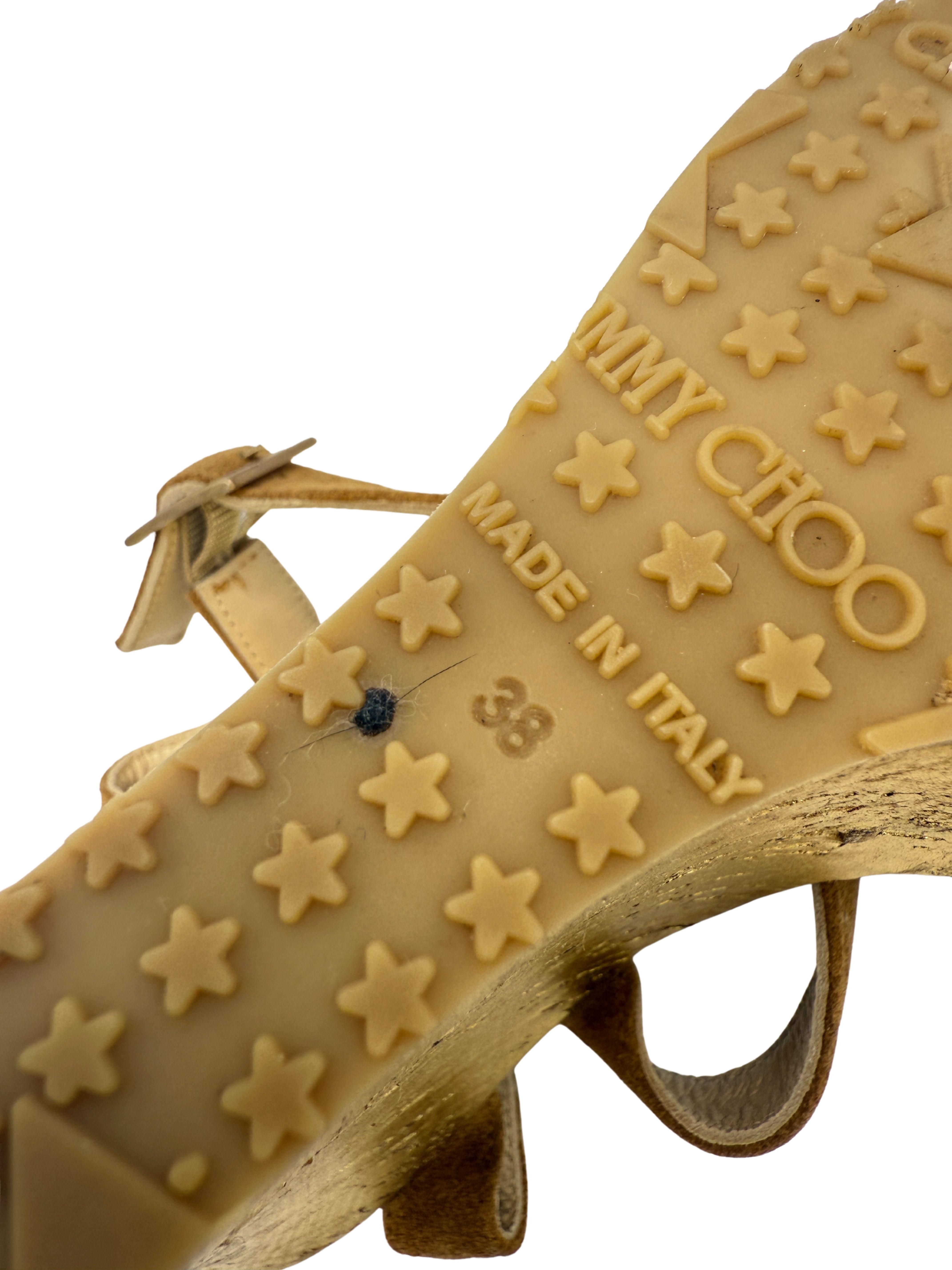 Jimmy Choo Gold Metallic Cork Wedge Platform Sandals - Brown