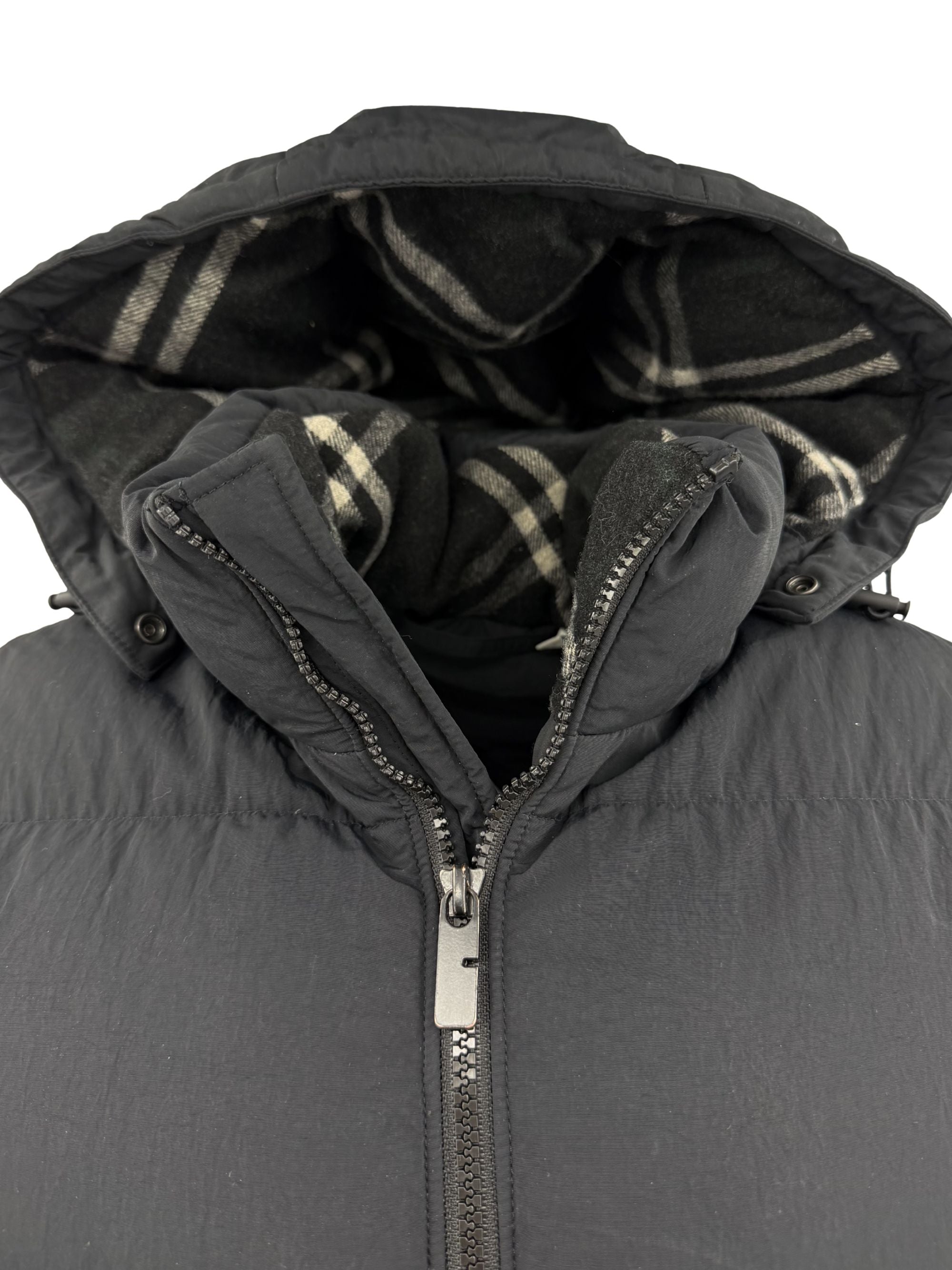 Burberry Check Removable Sleeve Down Jacket - Black Burberry