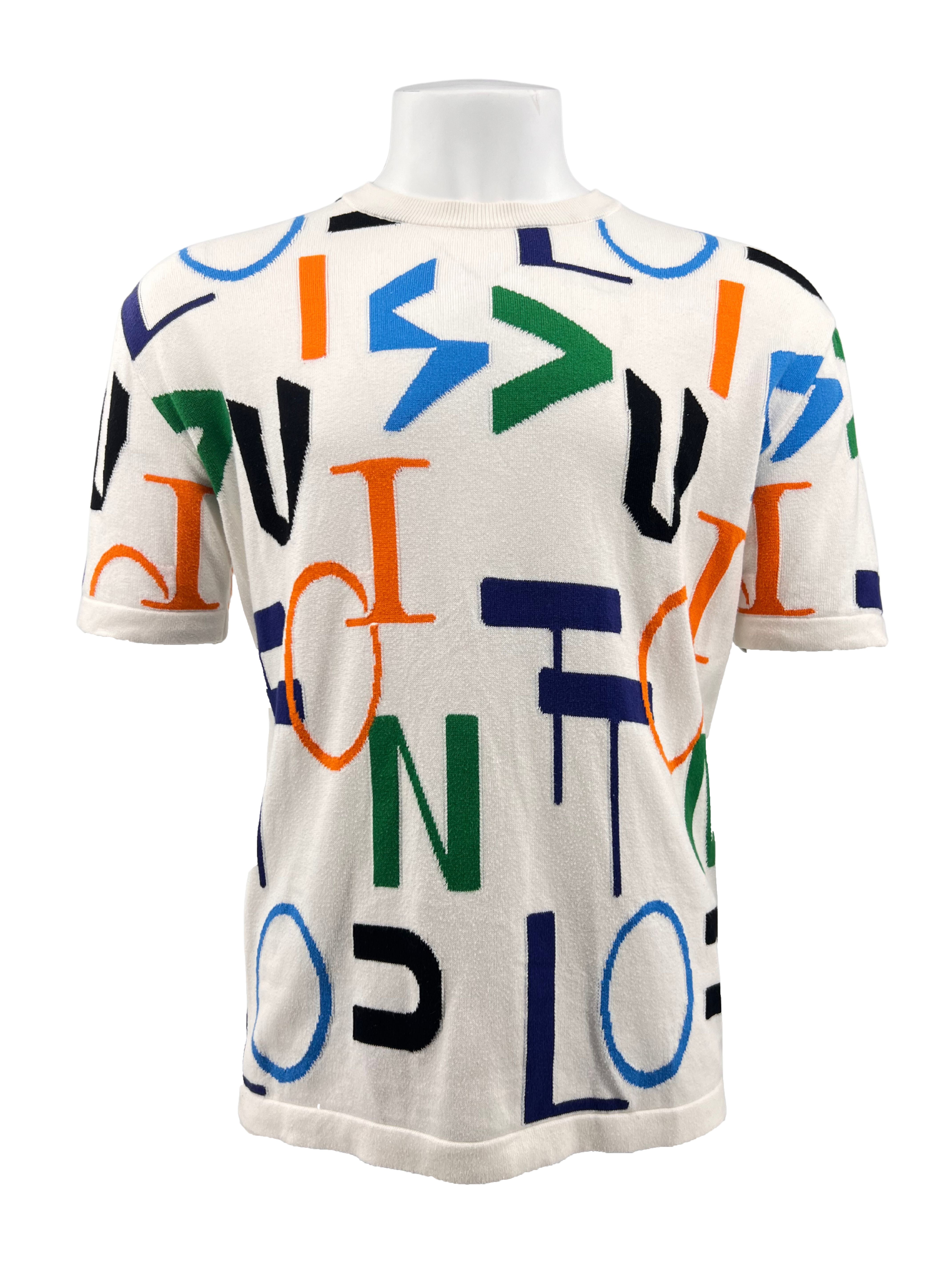 Louis Vuitton Letter Print Knit T-shirt - White