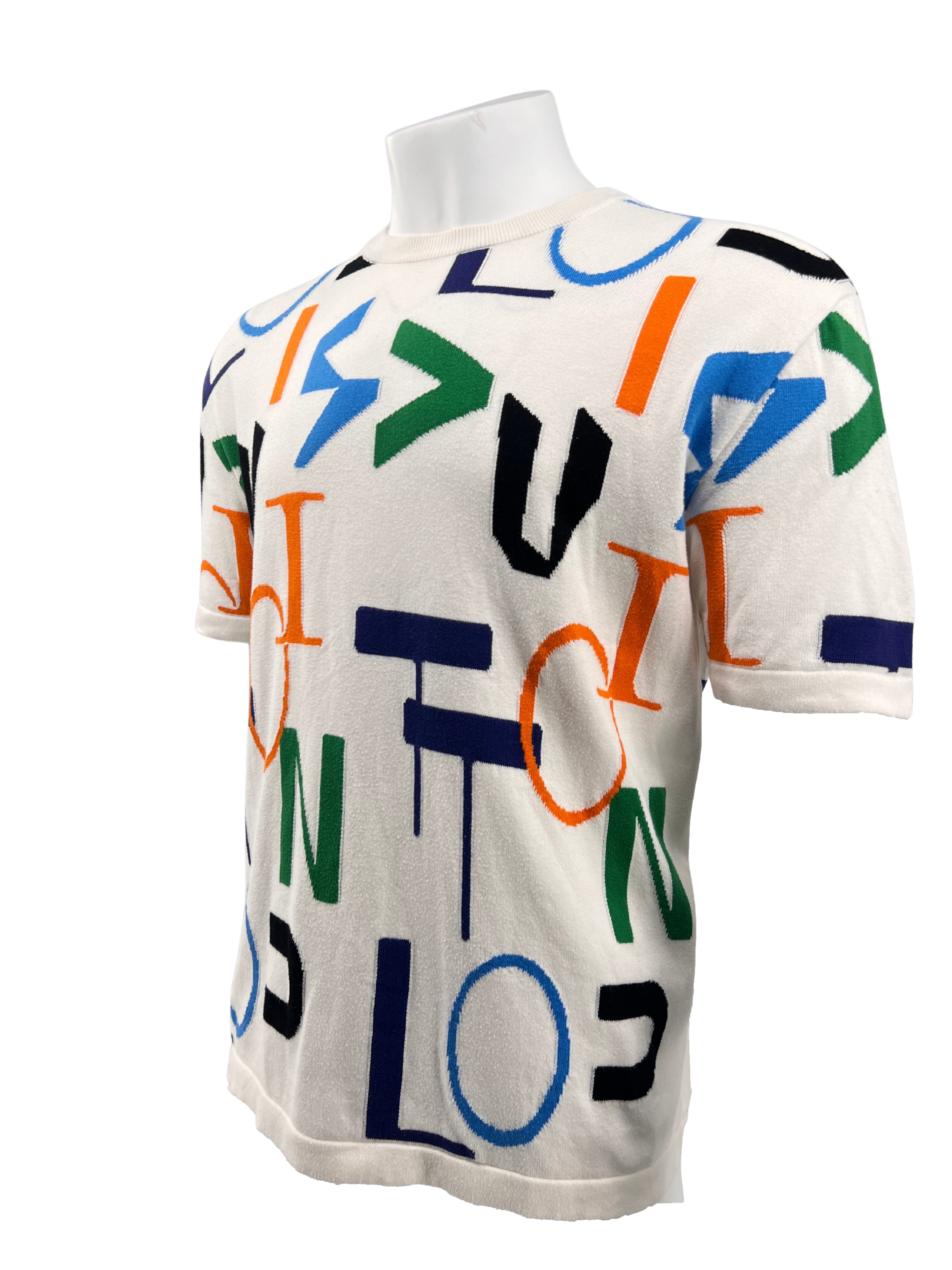 Louis Vuitton Letter Print Knit T-shirt - White