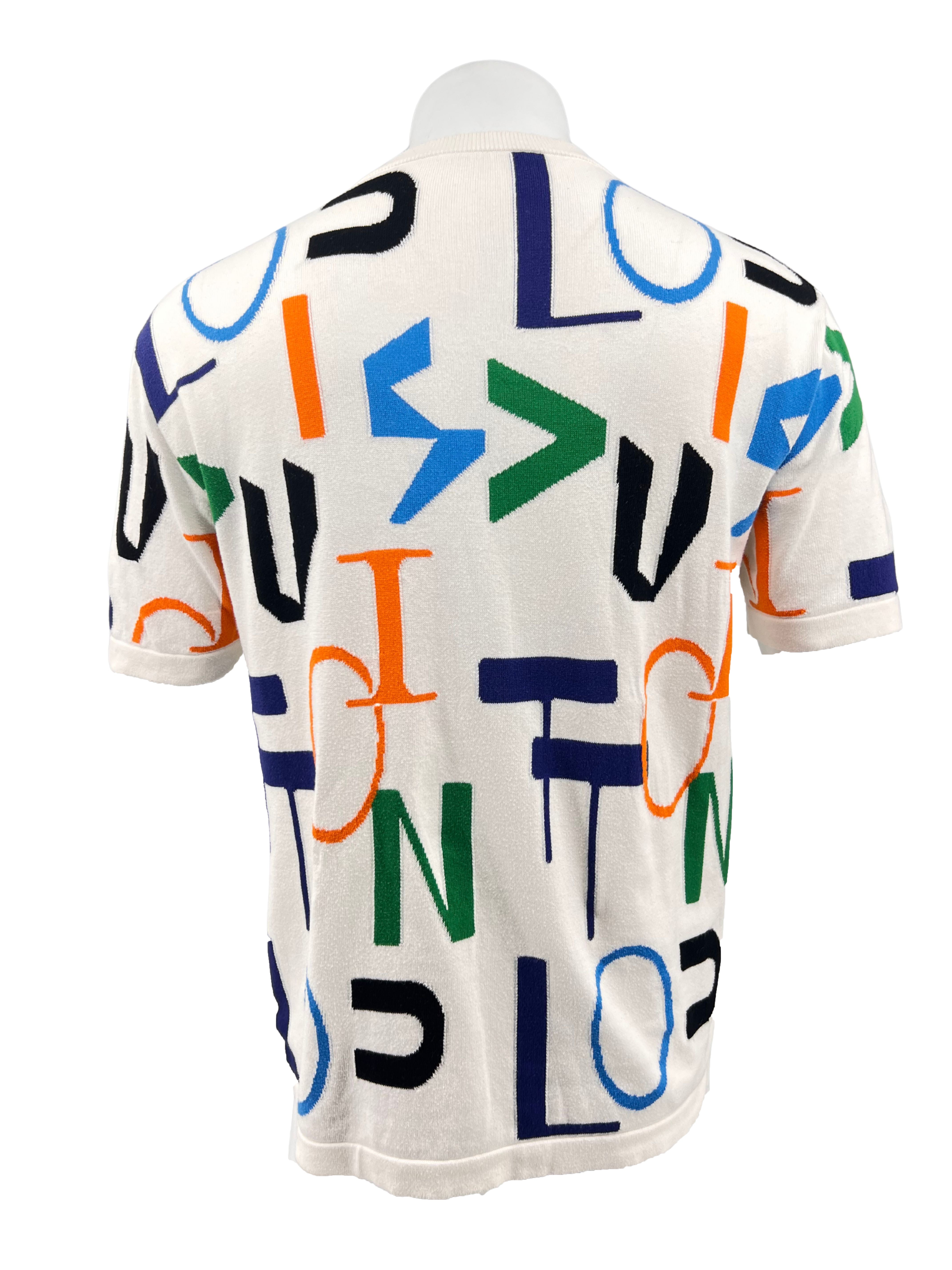 Louis Vuitton Letter Print Knit T-shirt - White