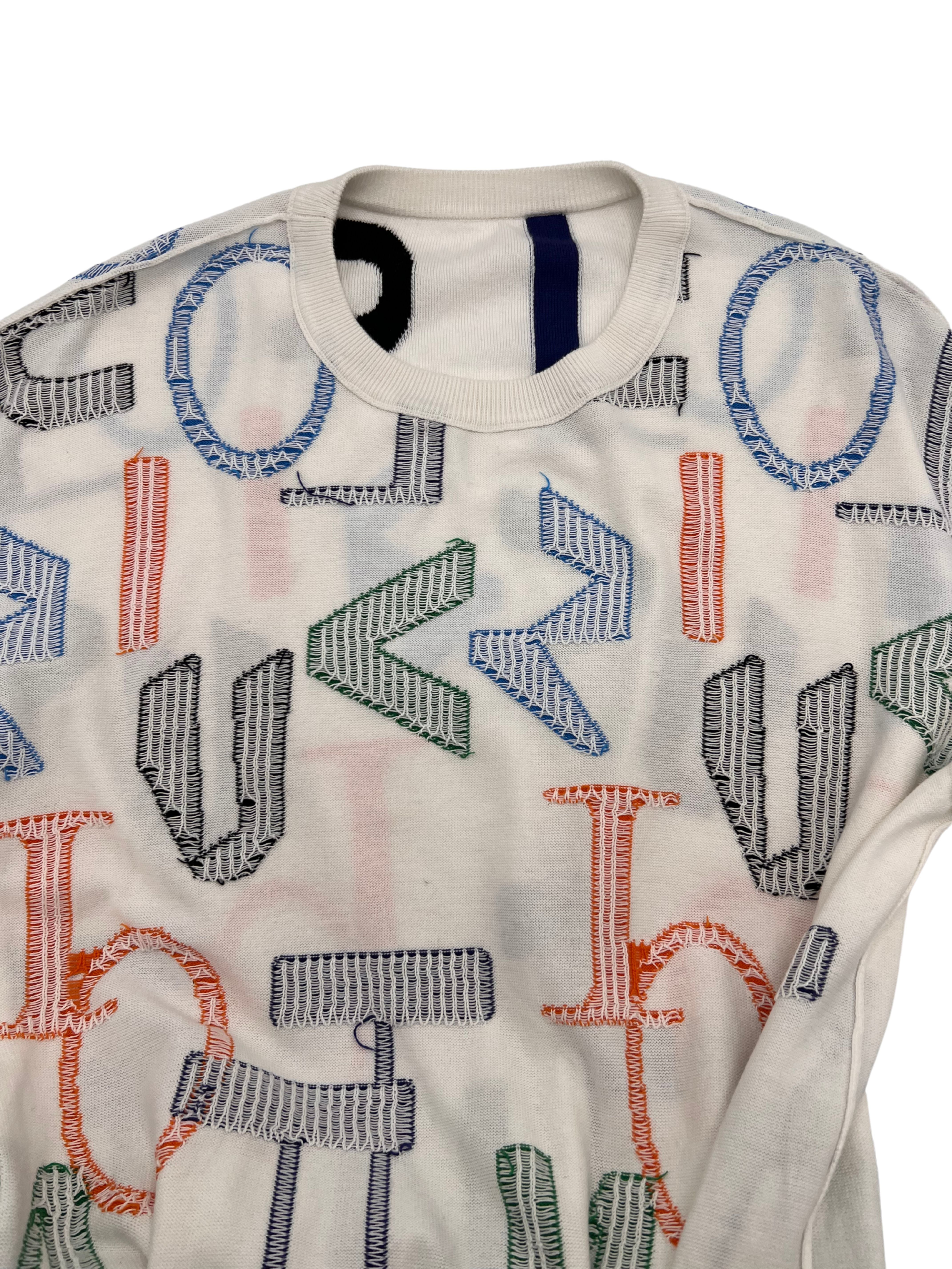 Louis Vuitton Letter Print Knit T-shirt - White