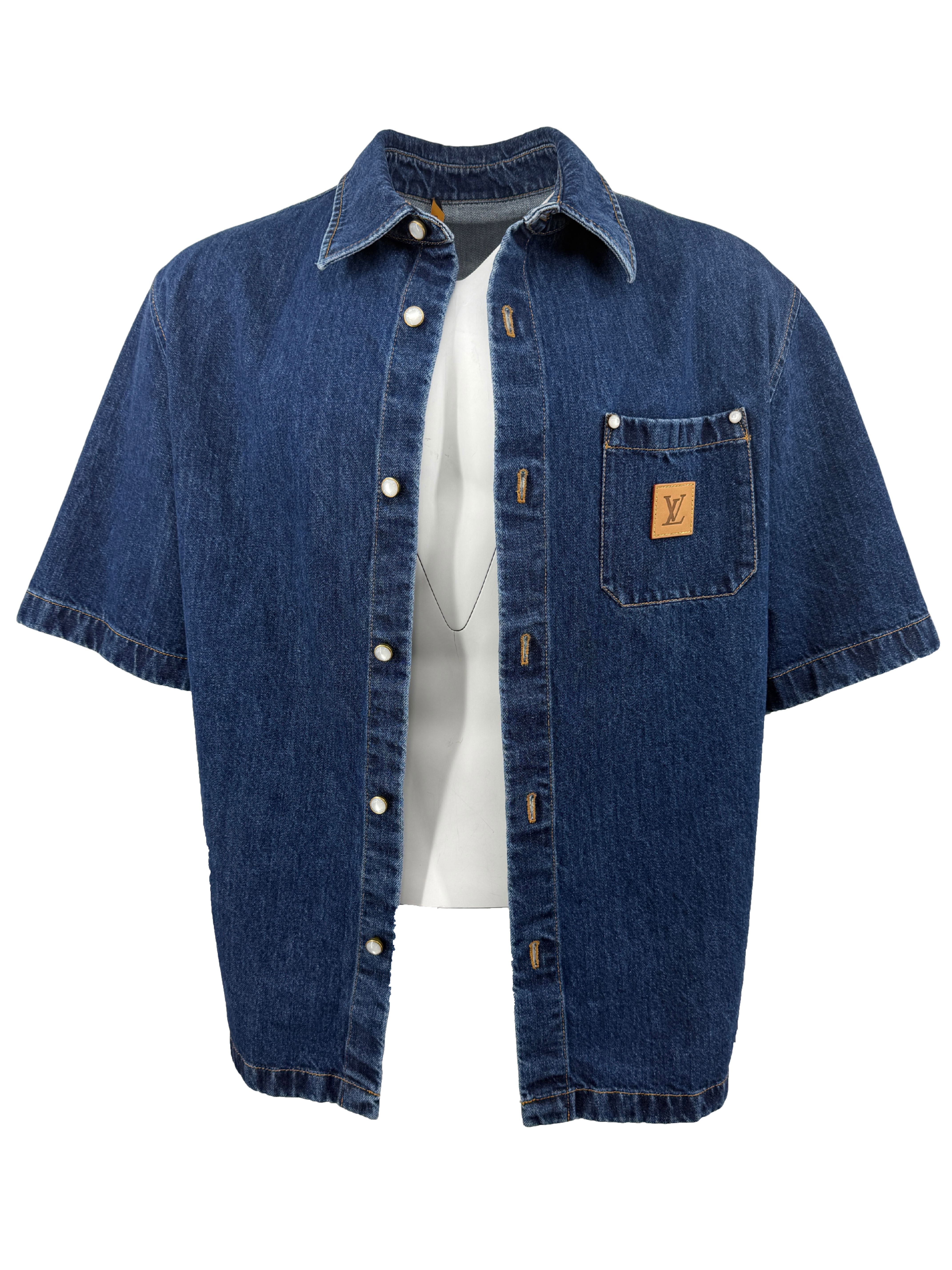 Louis Vuitton Signature Denim Short-Sleeved Shirt - Blue