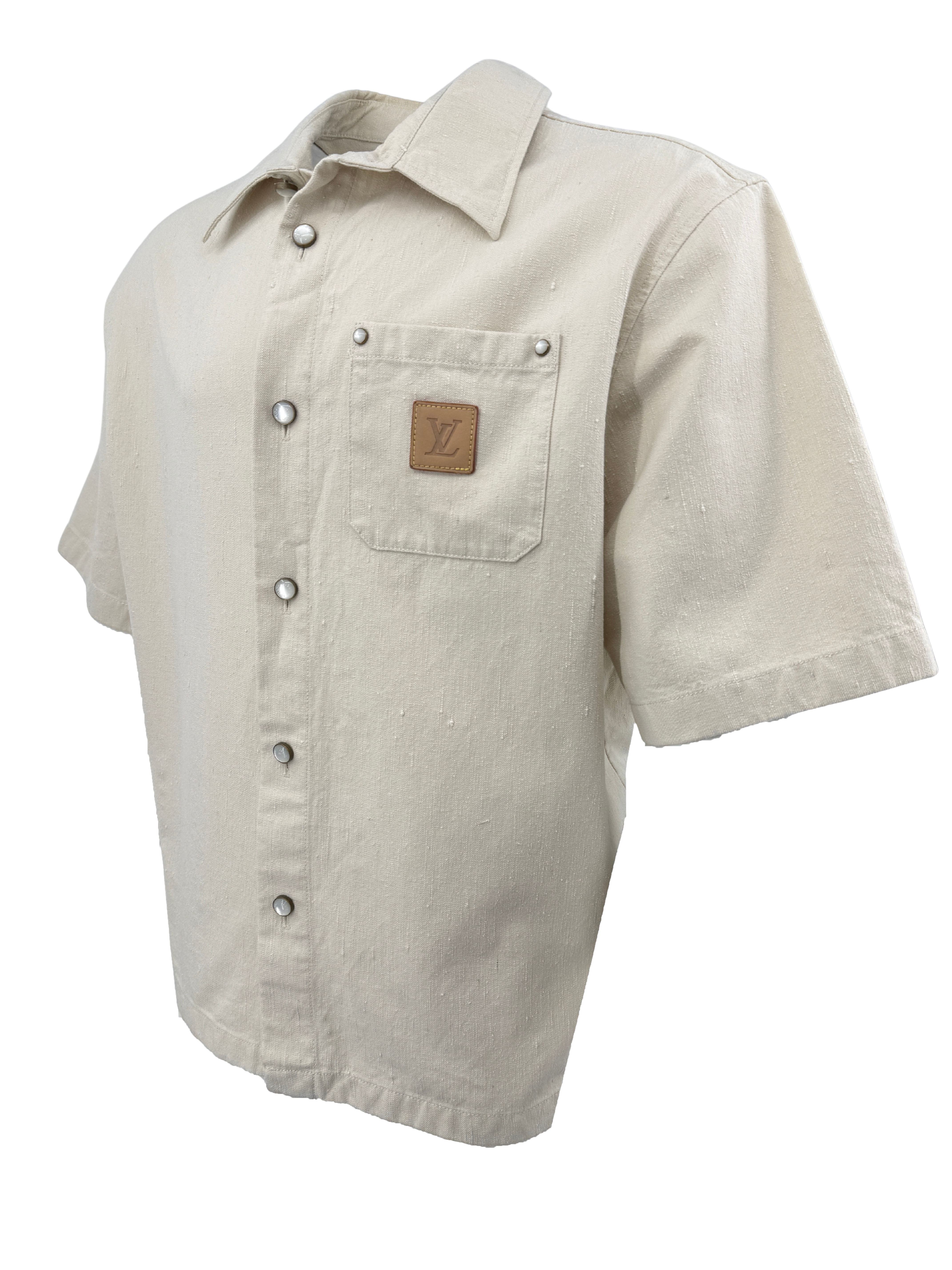 Louis Vuitton Denim Short-Sleeve Button-Up Shirt - Cream