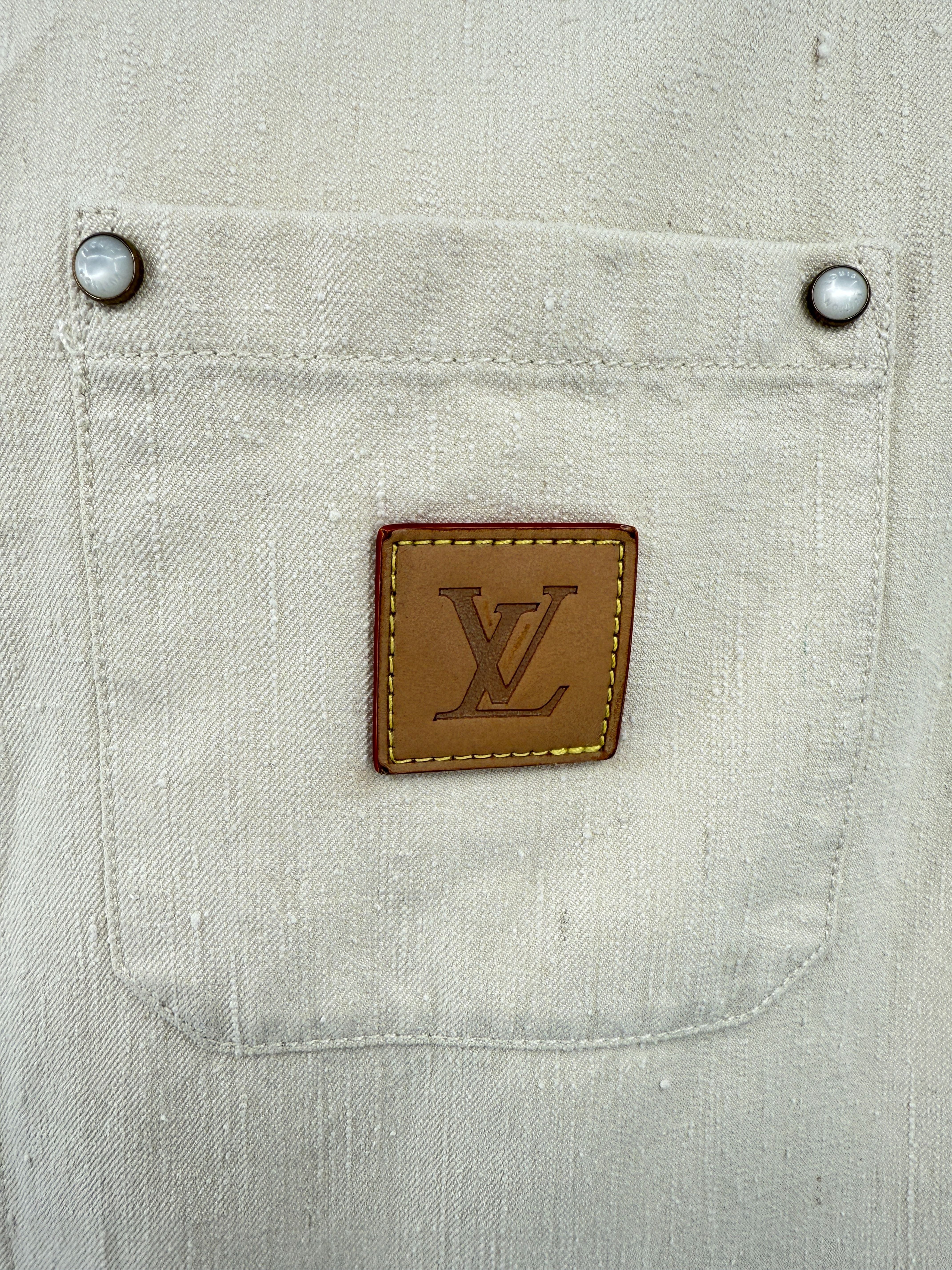 Louis Vuitton Denim Short-Sleeve Button-Up Shirt - Cream