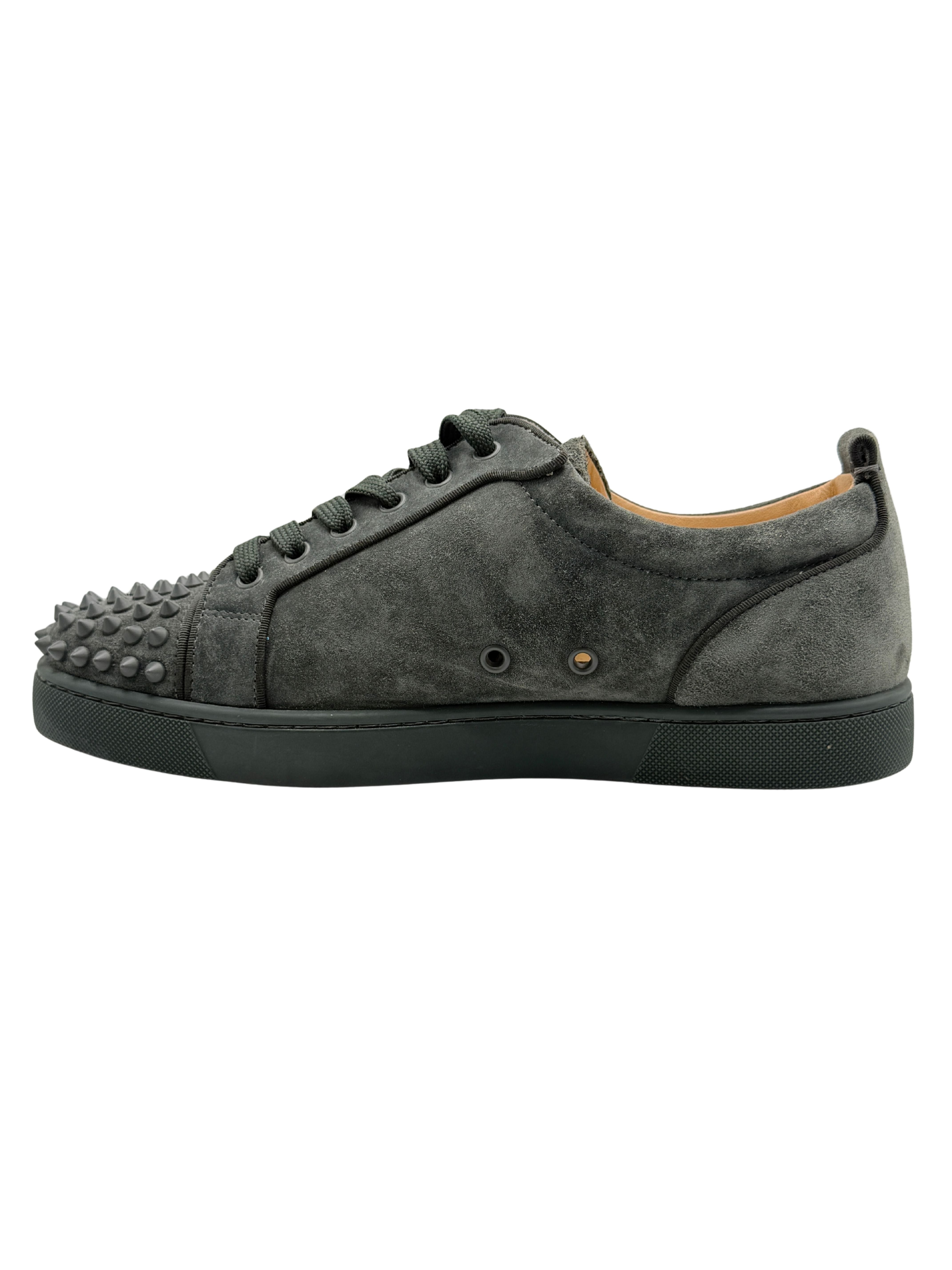 Christian Louboutin Louis Junior Spikes Suede Low-Top Sneakers - Grey