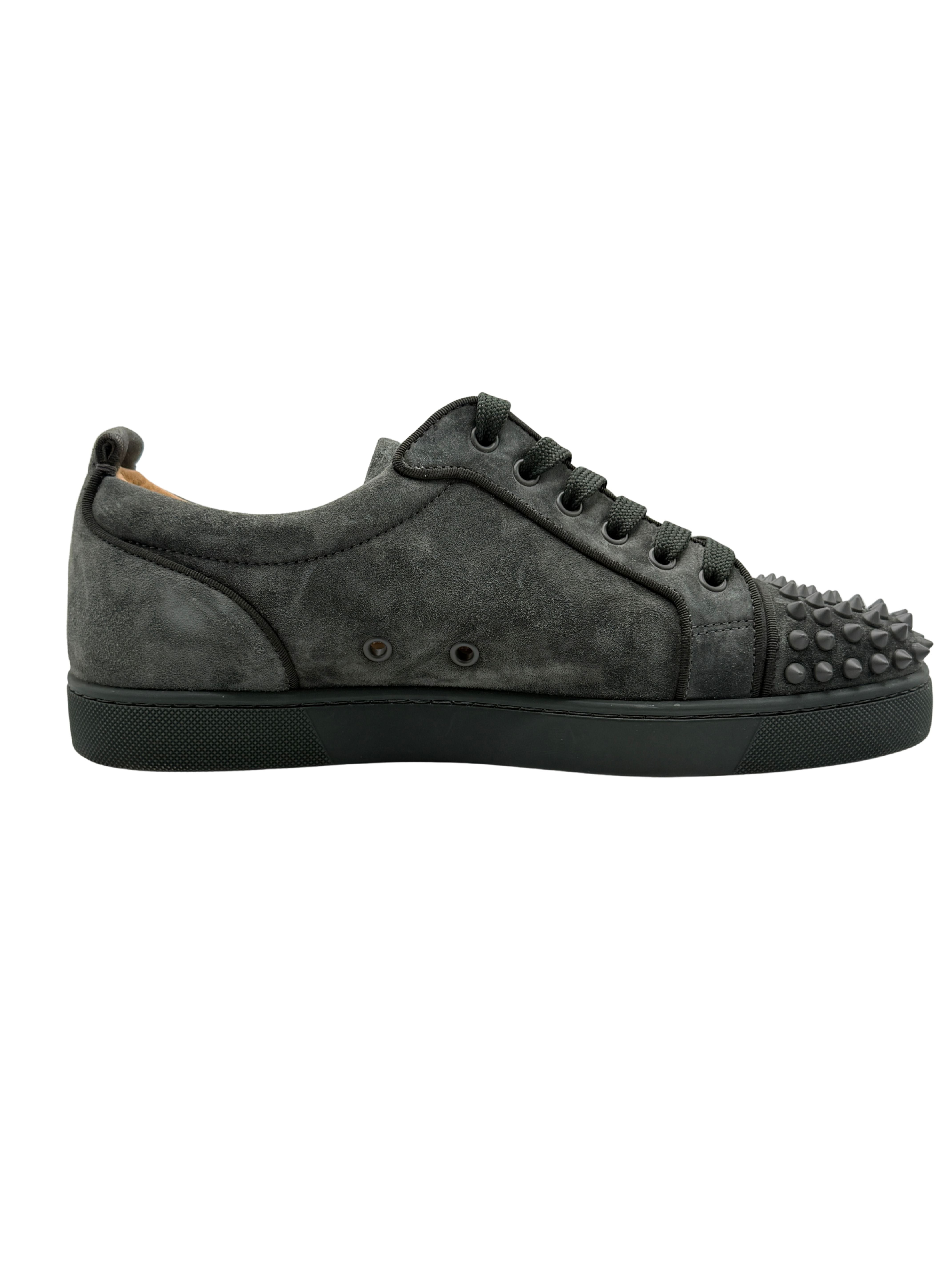 Christian Louboutin Louis Junior Spikes Suede Low-Top Sneakers - Grey