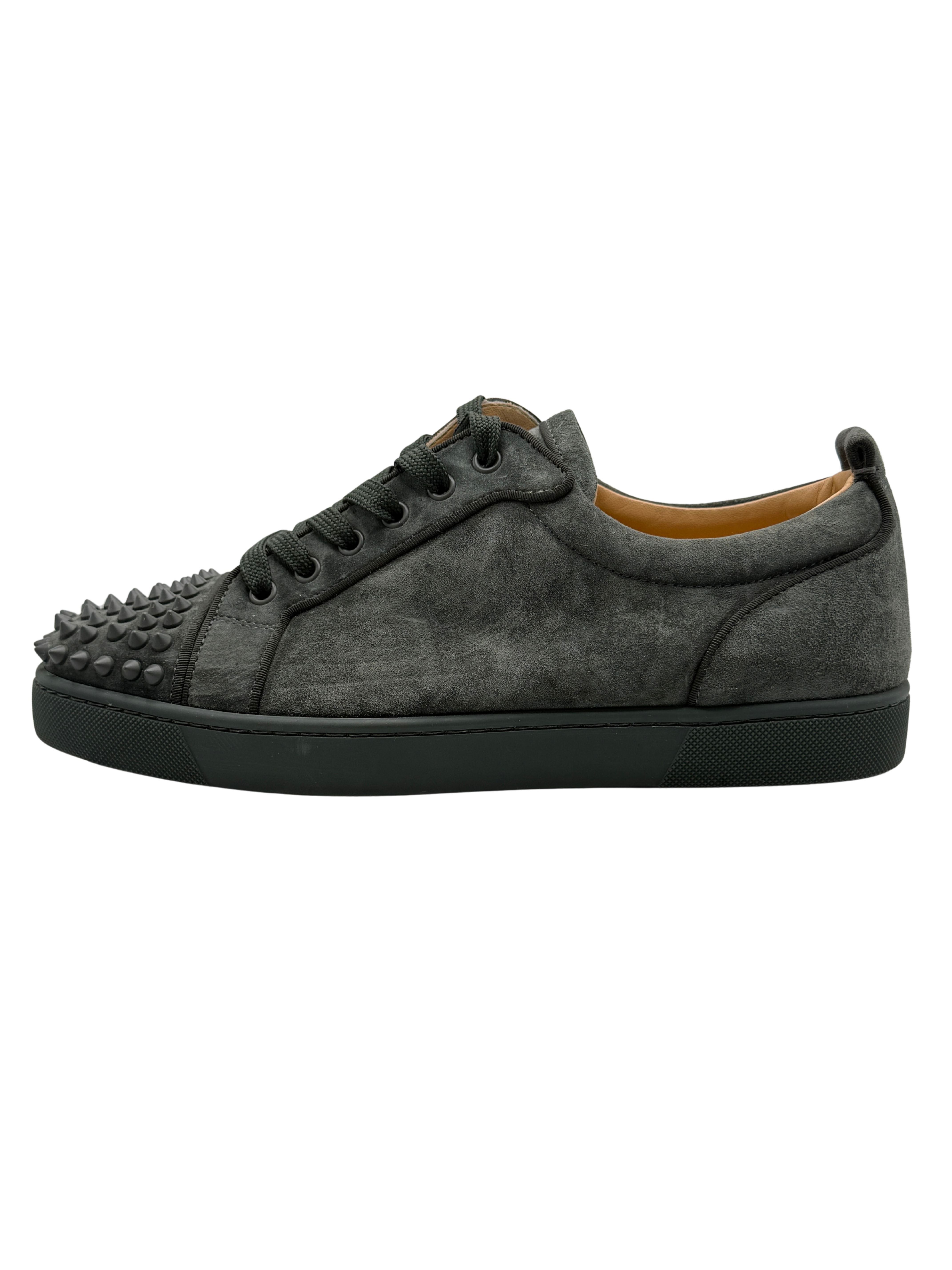Christian Louboutin Louis Junior Spikes Suede Low-Top Sneakers - Grey