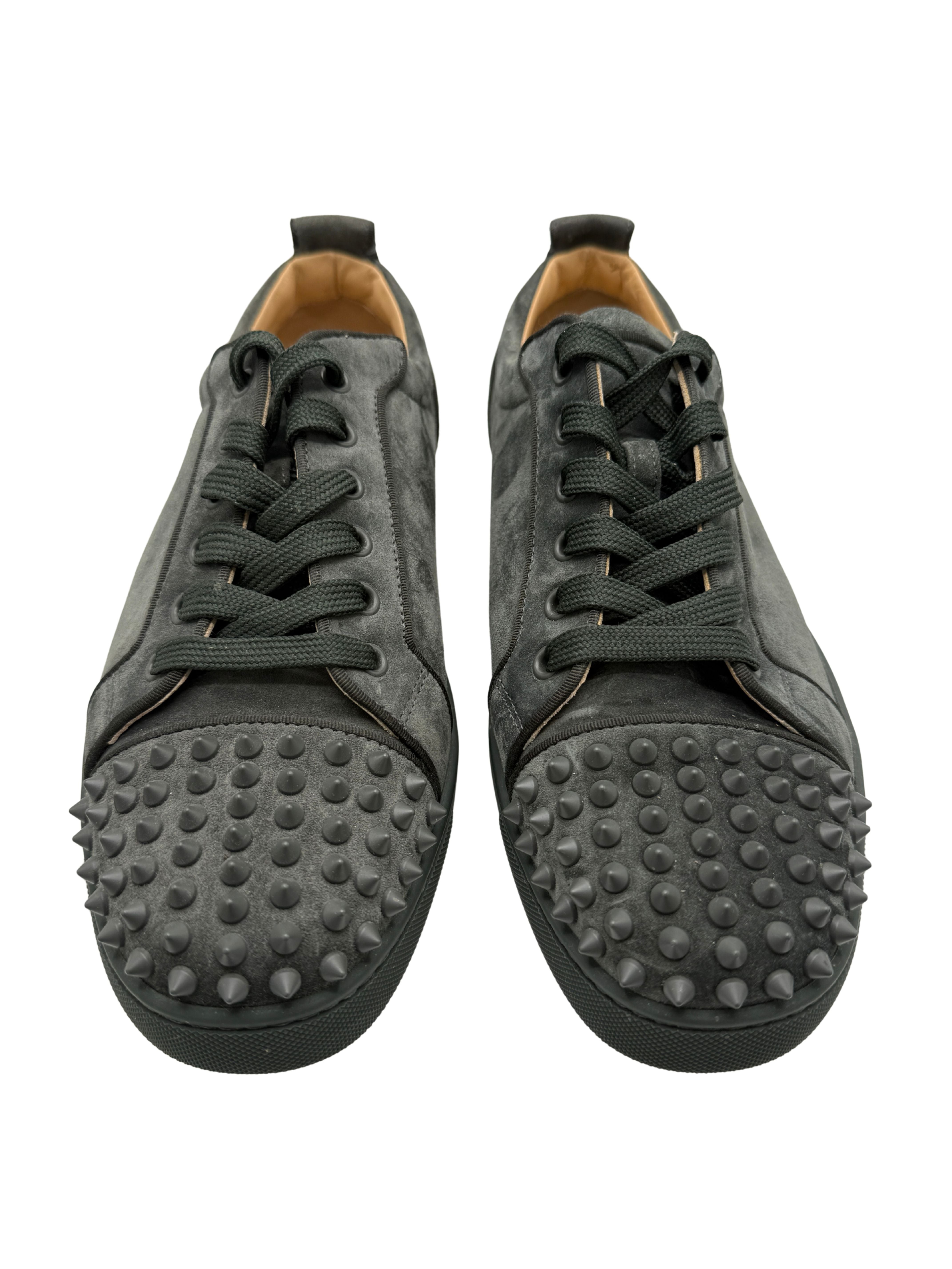 Christian Louboutin Louis Junior Spikes Suede Low-Top Sneakers - Grey