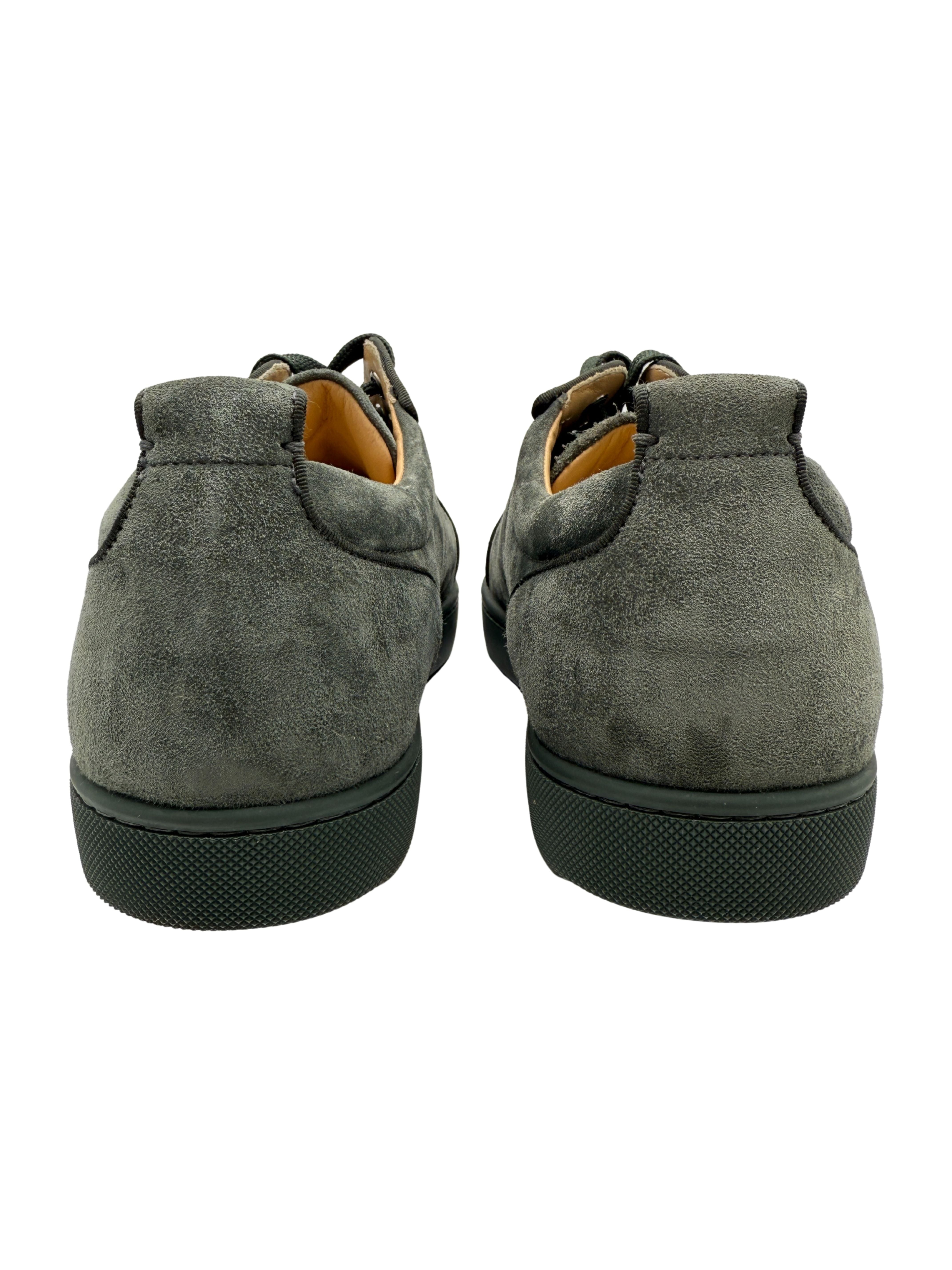 Christian Louboutin Louis Junior Spikes Suede Low-Top Sneakers - Grey