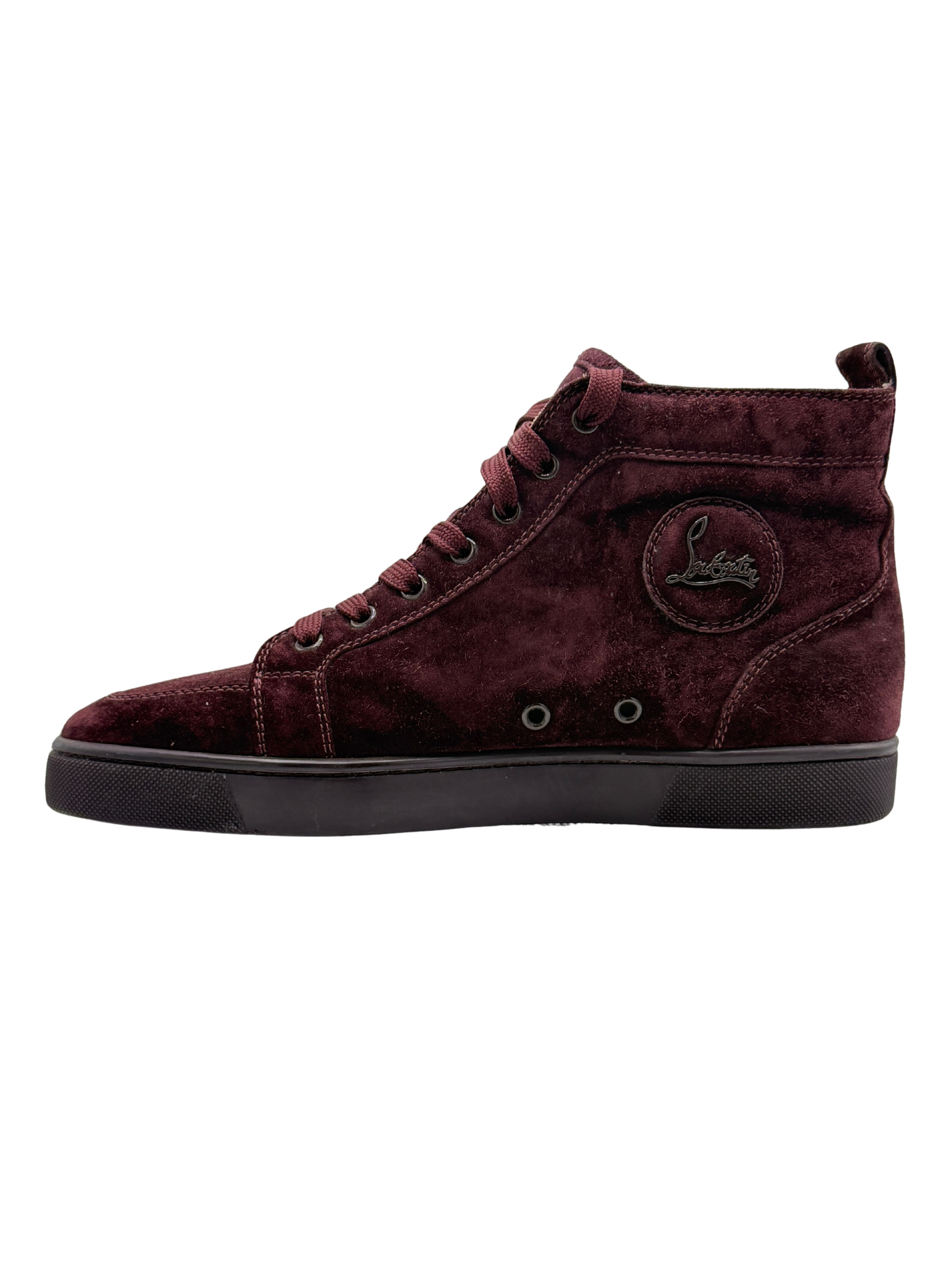 Christian Louboutin Louis Orlato High Top Suede Trainers - Burgundy
