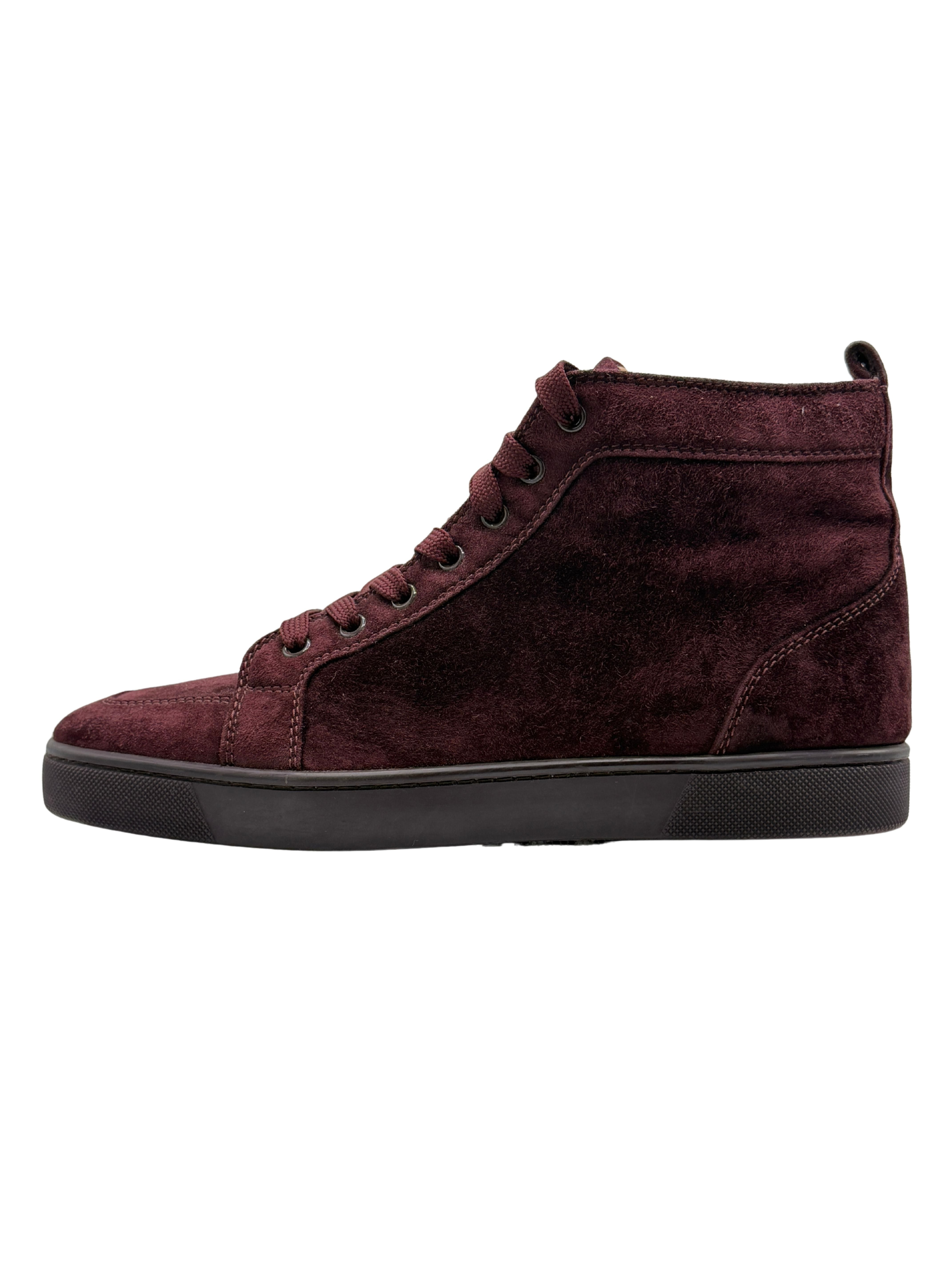Christian Louboutin Louis Orlato High Top Suede Trainers - Burgundy